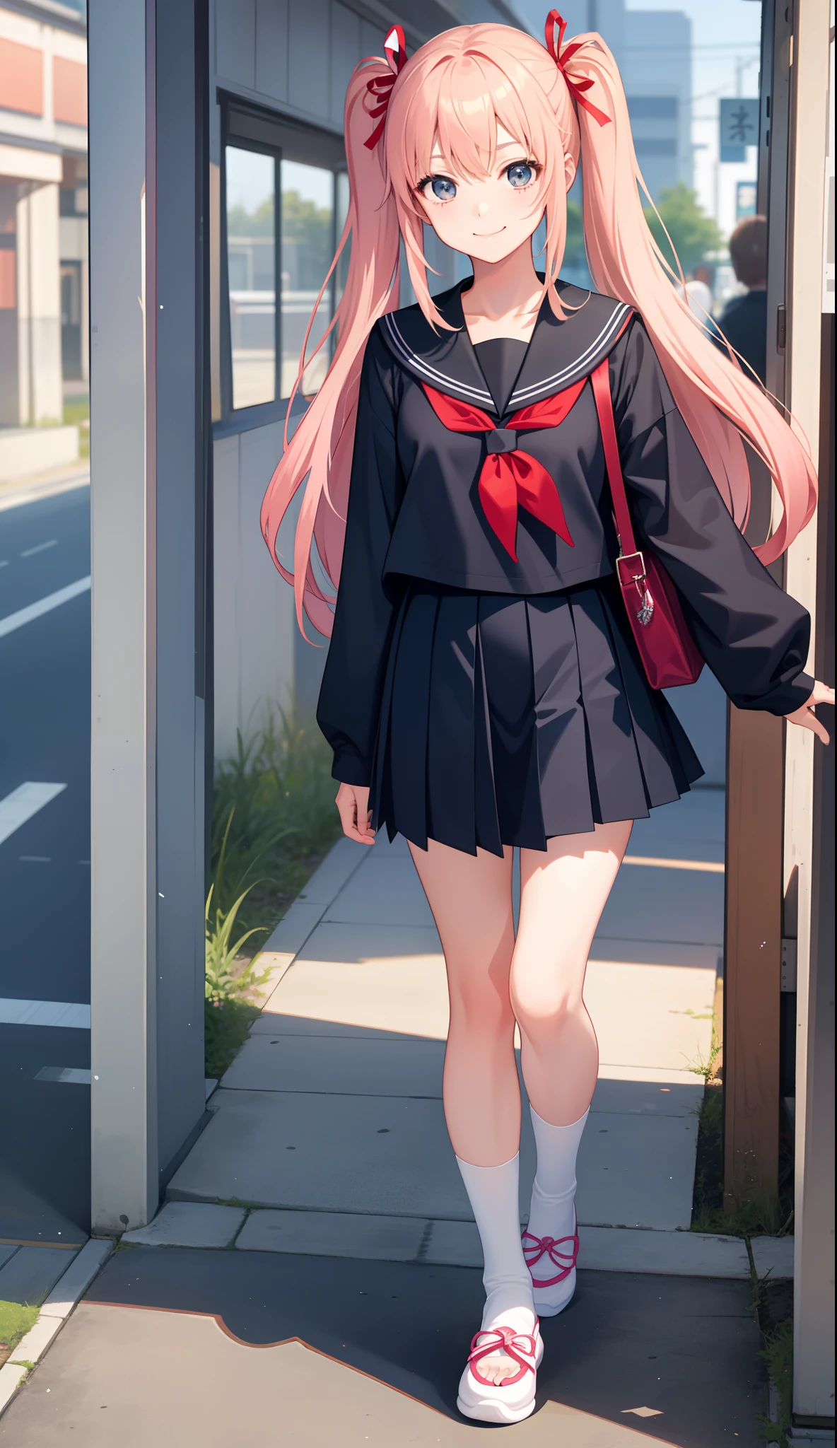 1girl in、AS-Adult、A smile、Japanese、highschool、校服、serafuku、