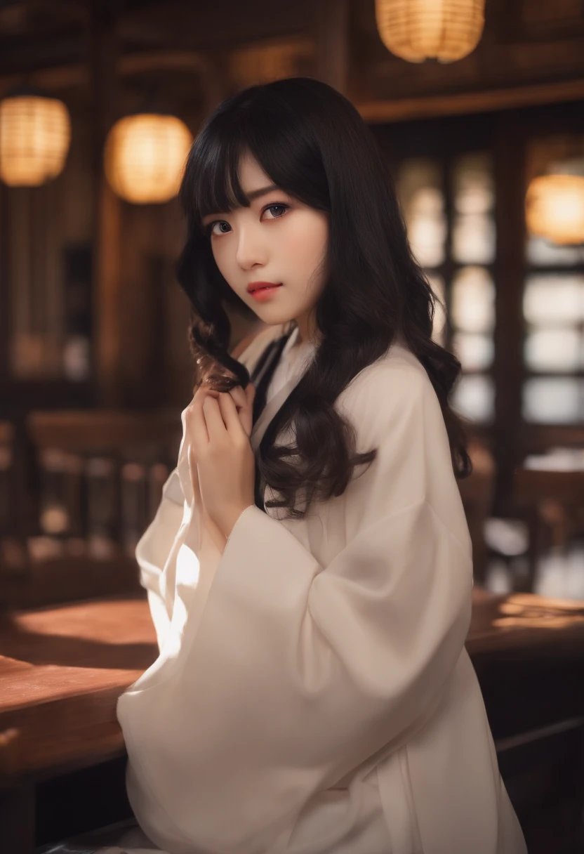 A dark-haired, Cute Kind-eyed Japan High School Girl