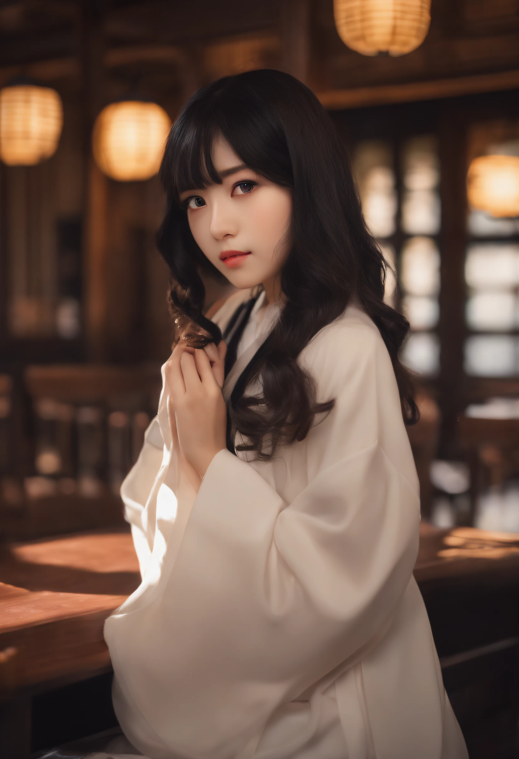 A dark-haired, Cute Kind-eyed Japan High School Girl