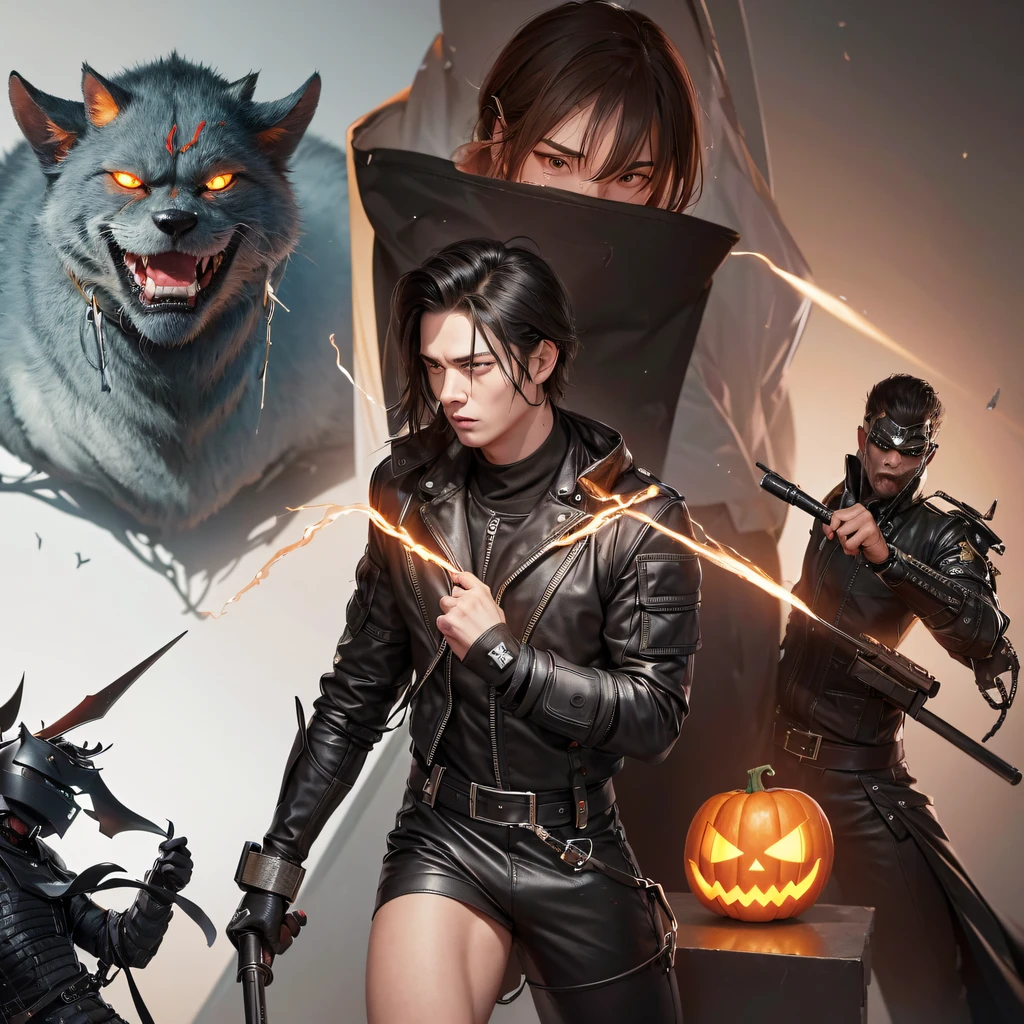 Pumpkin material model(best qualtiy,8K,Masterpiece)At the time of debut,Only heard, unseen。 That whistle echoed for a long time,It's like a prelude to impending death。 The image of the great evil man penetrates into the hearts of the people in advance,Become everyone's nightmare。 Wait until it appears,Wearing leather,Plus a baseball bat covered with wire,Full of oppression,He also carefully hides his goodwill。 Because goodwill can become a weakness for survival,Hiding goodness is the way to survive in troubled times。 Zombies are not scary,Humans are terrible。 He did it,Both are for their own protection,It is also to protect companions。 good vs evil,Two sides of the seemingly opposite,But in Negan, There are two sides to the same body。 Face the enemy,He was cruel,No mercy。 Face people who want to protect,He is also very gentle and loving。(Soldier head)Tattooed with,Smoke billowed out,thin fog,Moons