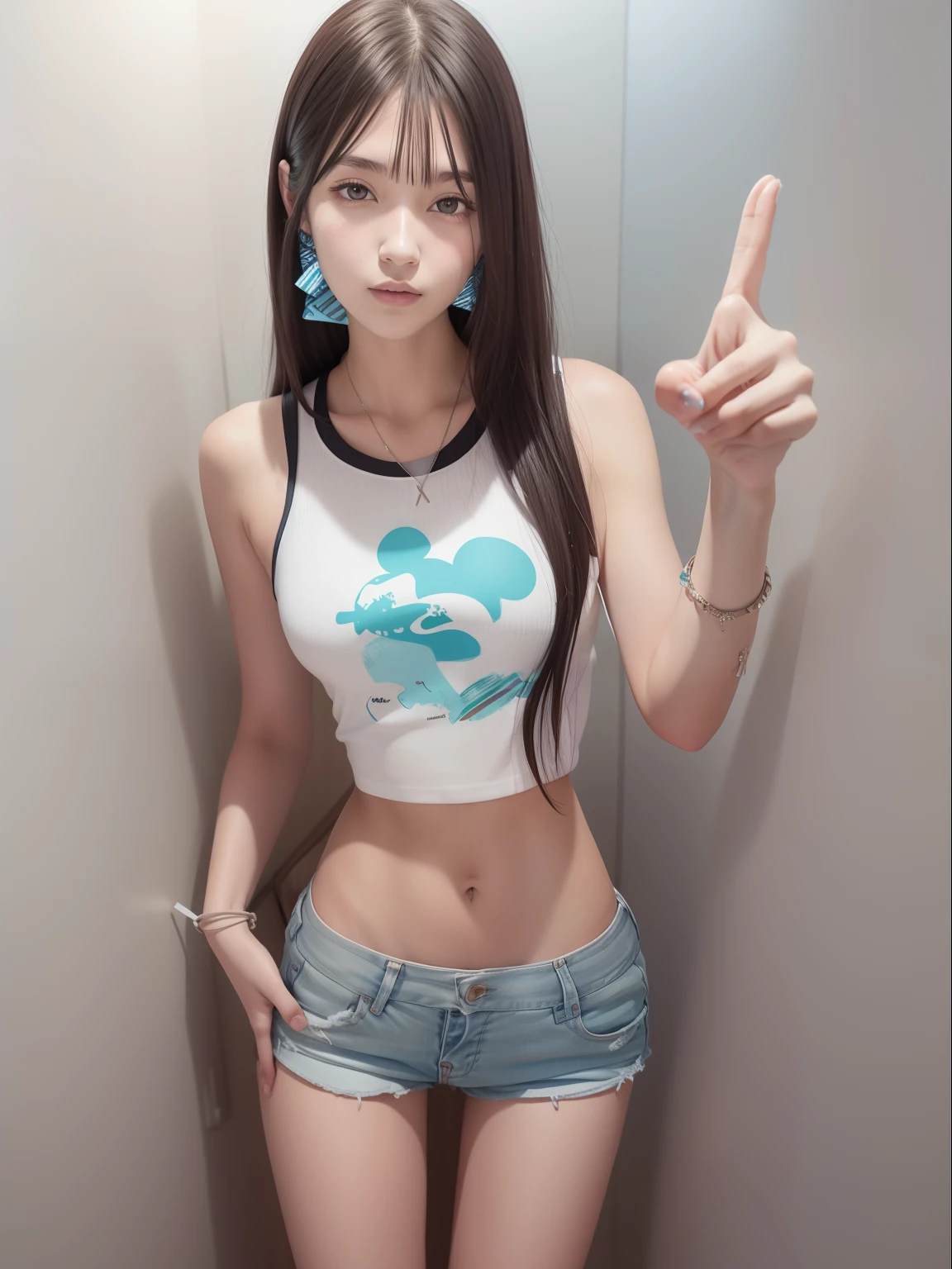 Arad women in white shirts and blue shorts hold peace signs, 2 4 year old female model, 18 years old, 2 , 1 8 I, photo of slim girl, 21 years old, 1 6 years old6], 1285445247]