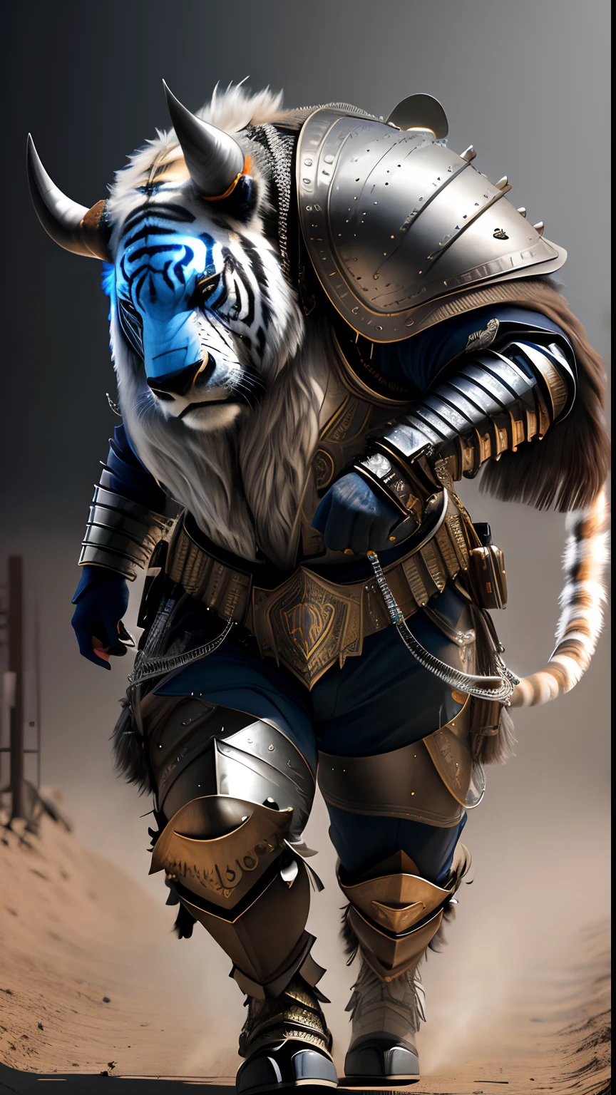 Animalrizz   ((buffalo)) 10, masterpiece, highres, Absurd,photorealistic portrait, Parley_armature, Tiger in Armor ,Wear Parley_armature, Massive futuristic armor, running, move, Rocket propulsion,((from the side))