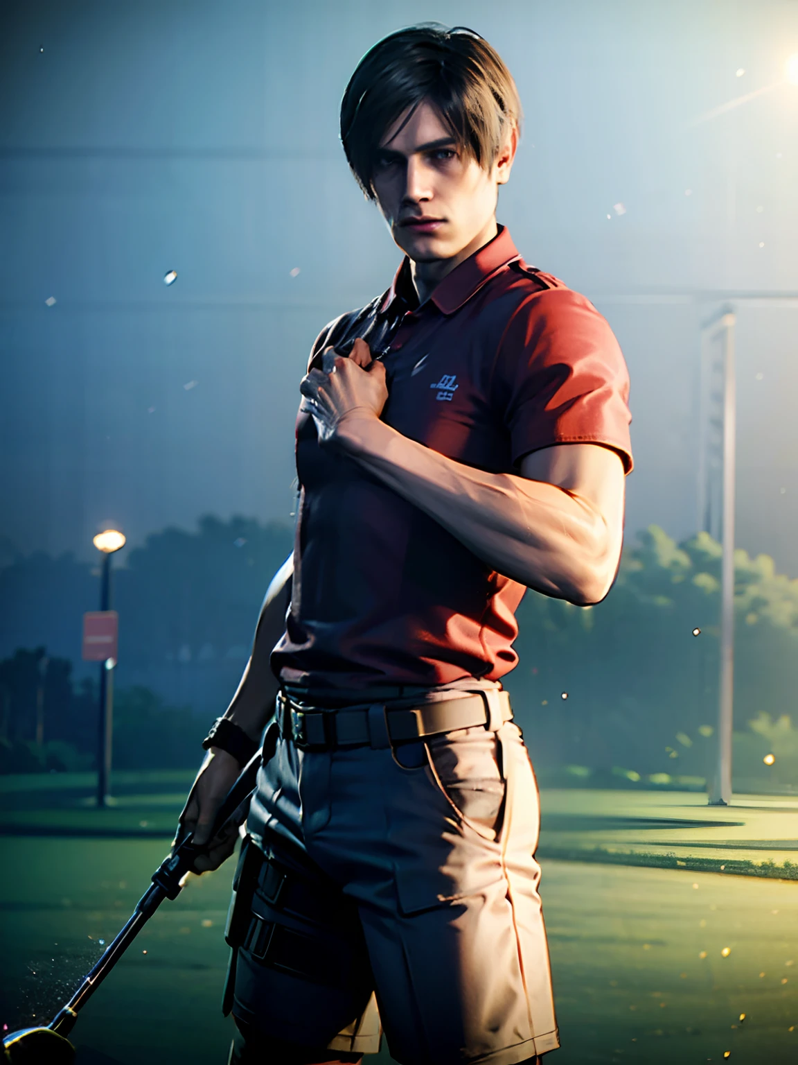 Red polo shirt