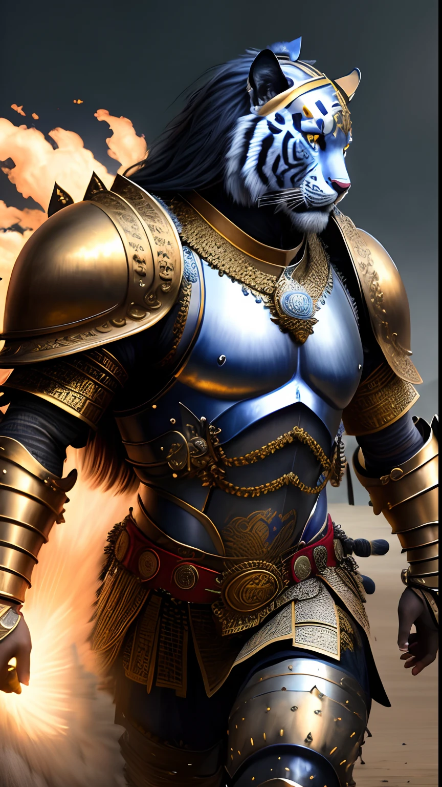 Animalrizz   ((Thai Warriors)) 10, masterpiece, highres, Absurd,photorealistic portrait, Parley_armature, Tiger in Armor ,Wear Parley_armature, Massive futuristic armor, running, move, Rocket propulsion,((from the side))