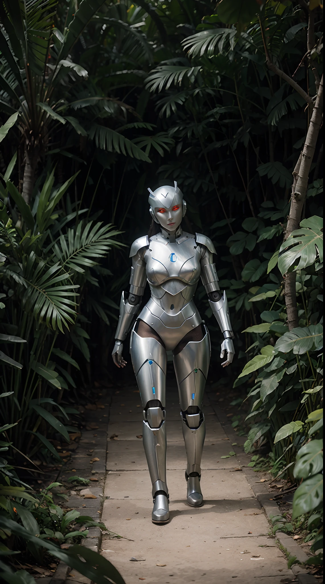 AI fantasy robot in jungle