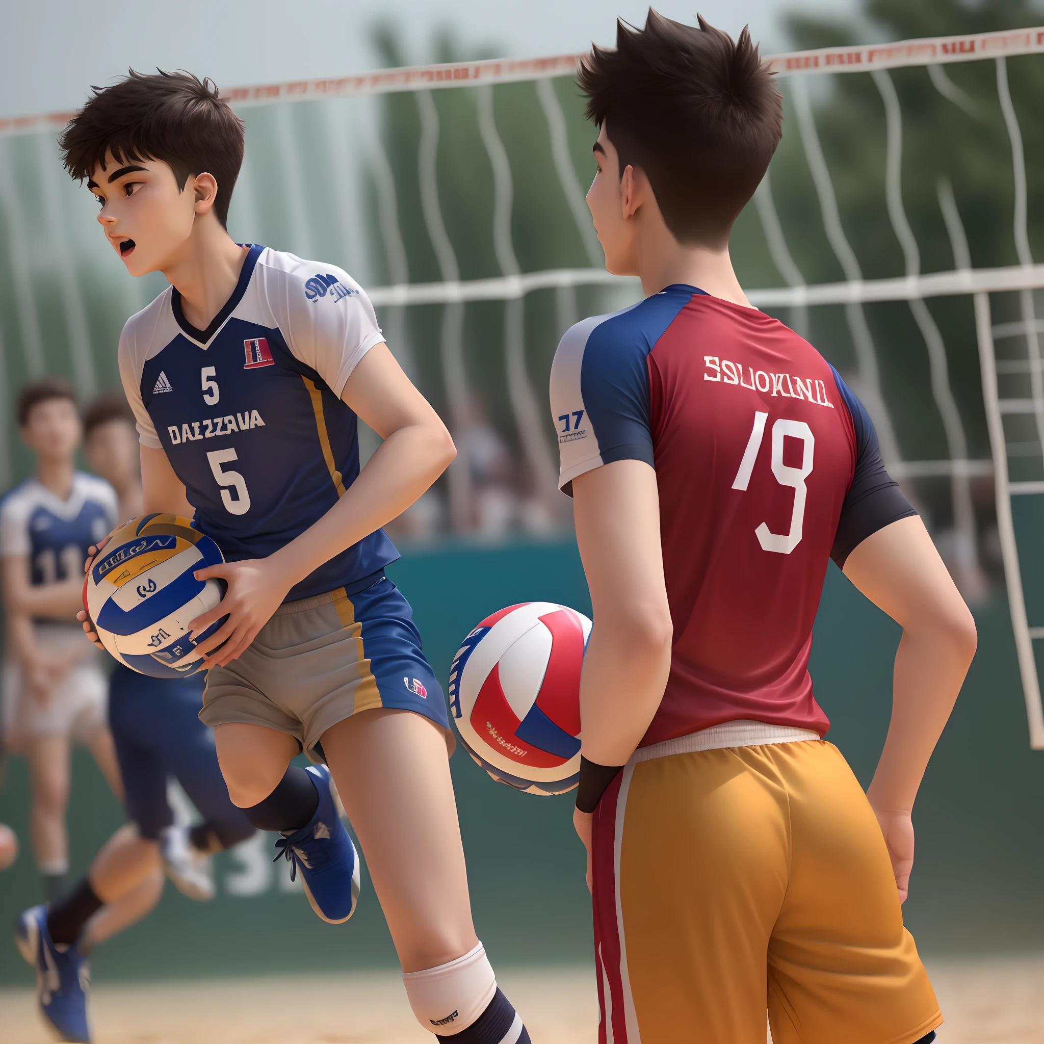 A volleyball player boy 17year old jersey back side name Dinesh number 5
