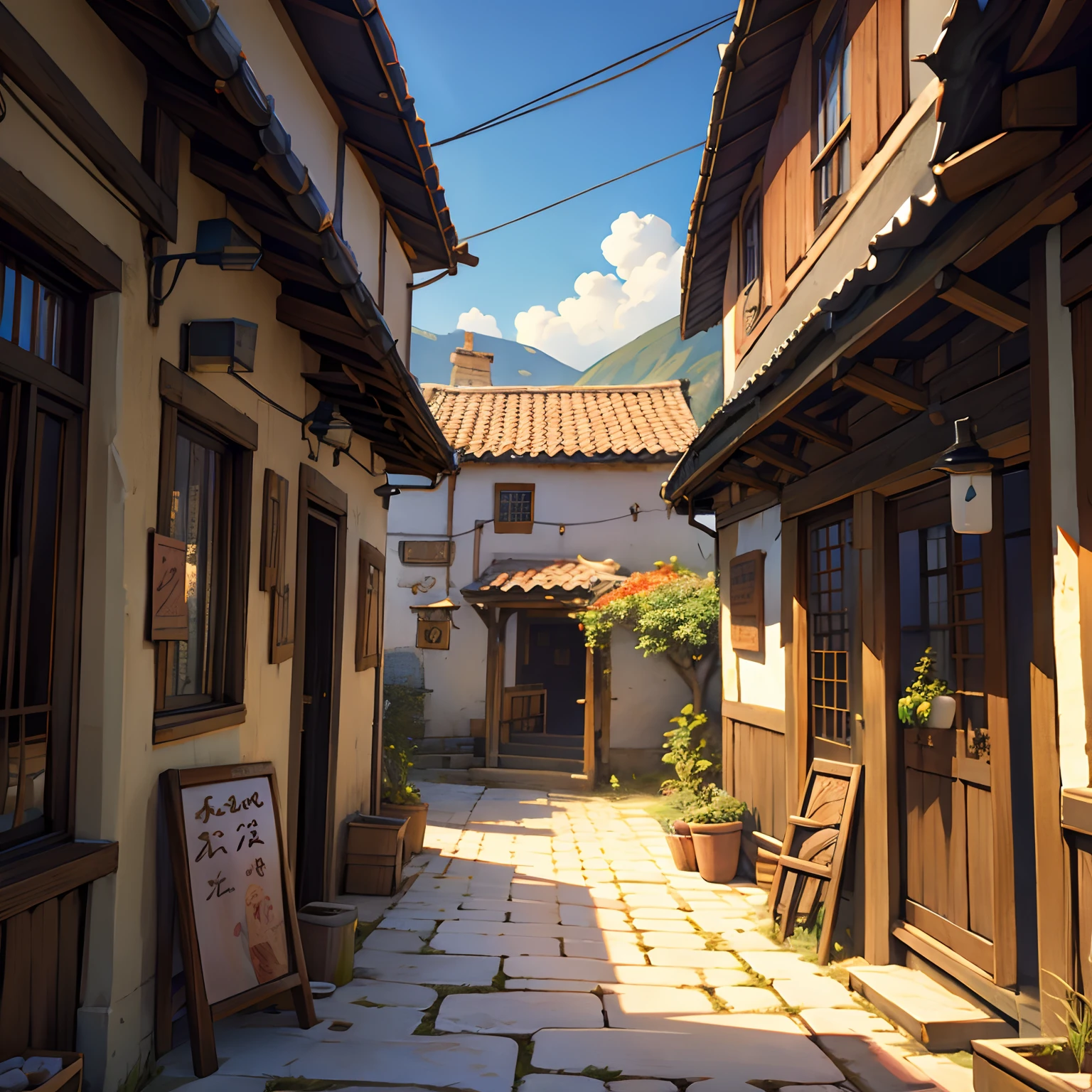 traditional tavern in heaven, small, beautiful,