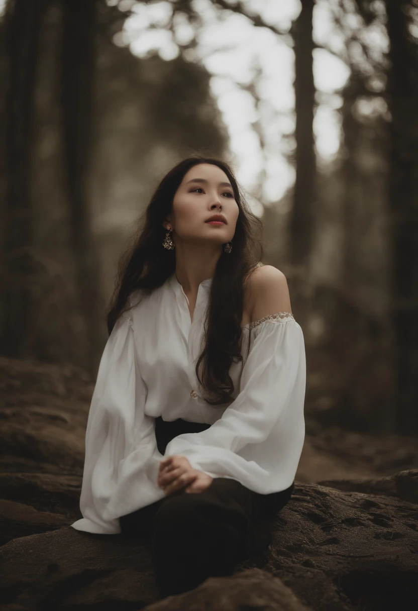 high-level image quality、tmasterpiece、超高分辨率、（fidelity：1.4）、Photore、1 La Pariga、Haggard Girl、[（lamentation）]、White shirt、The dim、murky、be desperate、pity、cute little、Cinematic brightness、tears、Teardrops、（torn laundry：1.5）、（Wet clothes：1.4）、exposed bare shoulders、Real rain、wetting hair、Wet clothes、Sit on a stone
