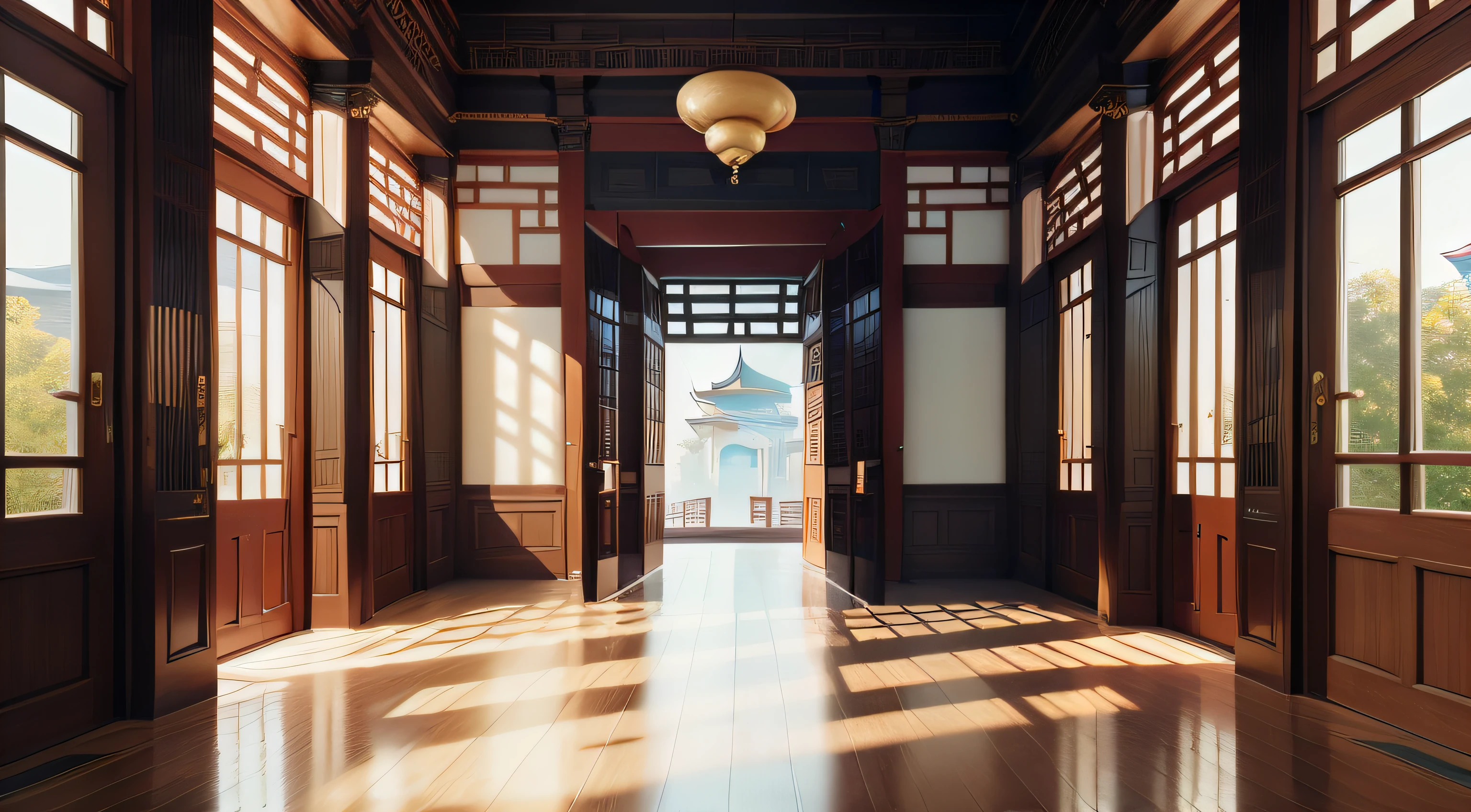 Beautiful library view in classical Chinese architecture,The road to the future