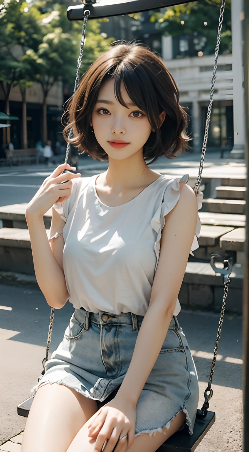 ((Best quality, 8k, Masterpiece: 1.3)), Contour: 1.2, Perfect body beauty: 1.4, Butt: 1.2, ((layered haircut, Round chest: 1.5) ), (sunny, Street: 1.3), black coat: 1.1, Highly detailed face and skin texture, Beautiful eyes, Double eyelids, White skin, Long hair, (Silent: 1.3), Full close ,Ultra HD,8K, from behind, wearing a long black coat