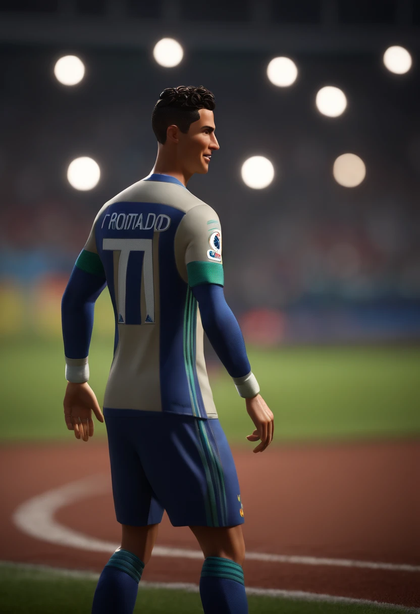 Cristiano Ronaldo dos Santos Aveiro, (Pixar style) (Masterpiece:1.2) (Bokeh) (Best quality) (Detailed skin) (Detailed texture) (8K) (clay) (Cinematic lighting) (Sharp focus