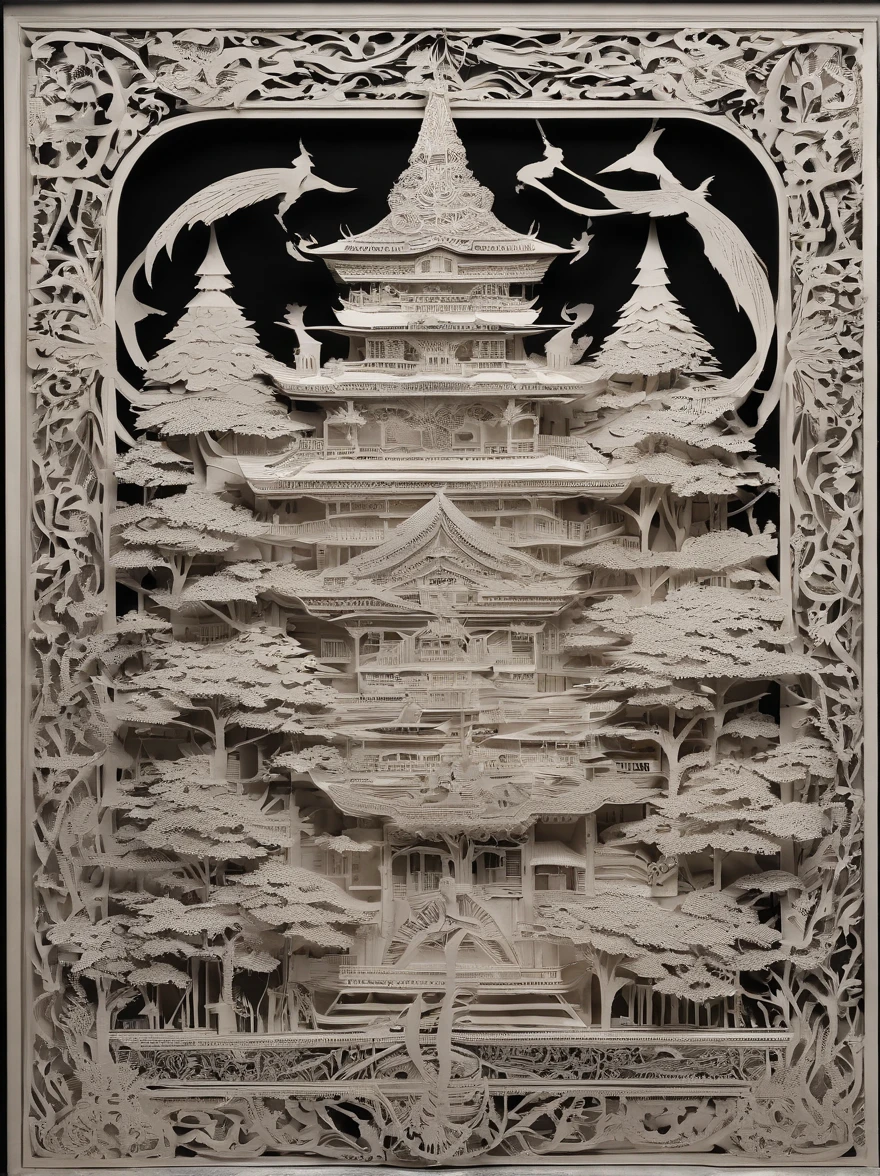 Highest Quality, Highest image quality, Top resolution, Intricate details, Craftsmanship, absurdity, (cutout: 1.3), Color, (Works of a wizard who uses fire magic and a dragon engulfed in flames), Framed clippings are on display in the museum, Flames protrude from the work, The walls of the museum are actually on fire, fire, Black smoke, Scorch marks, ash, Real Fire, And the audience is surprised.
