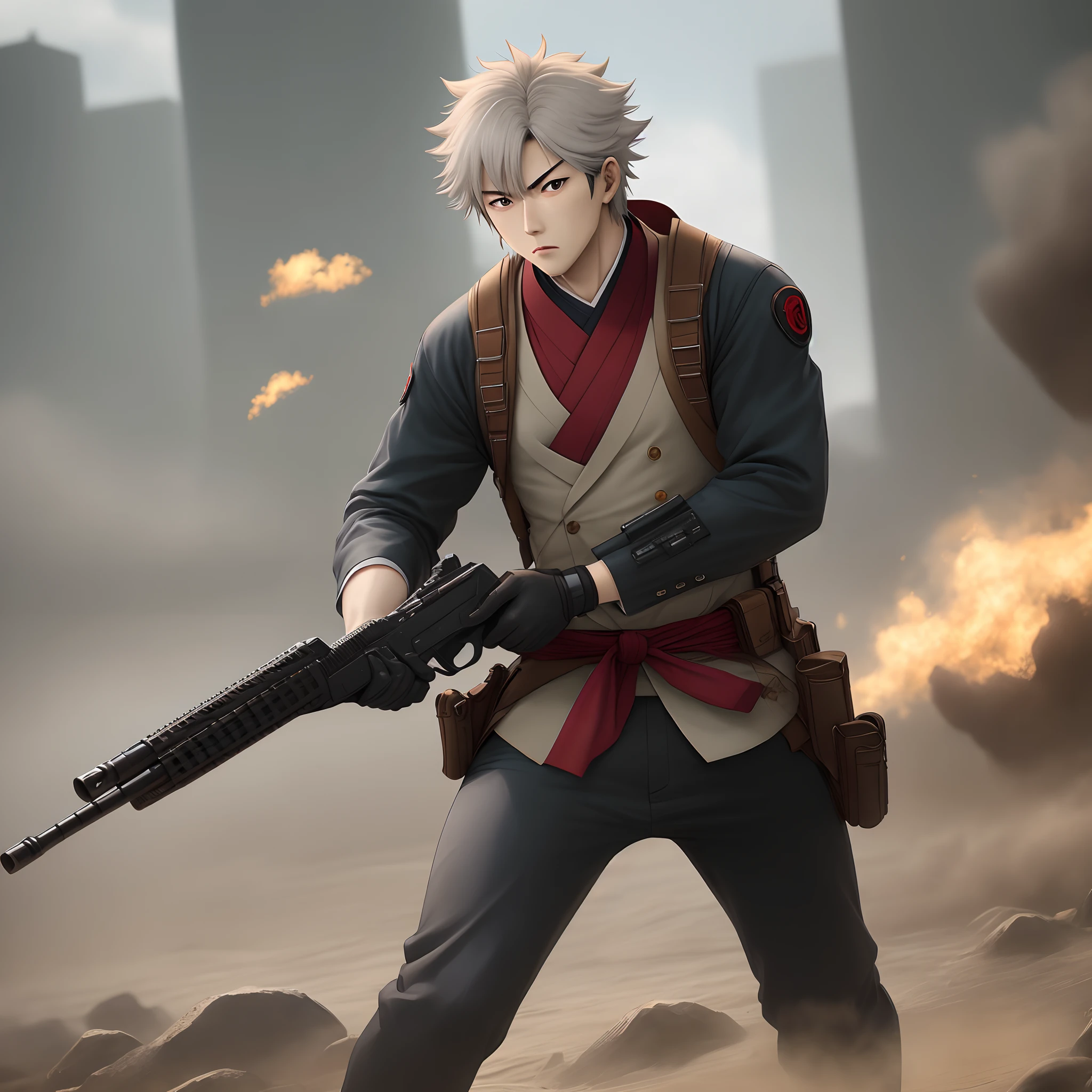 baji keisuke from the anime Tokyo revengers holding a gun