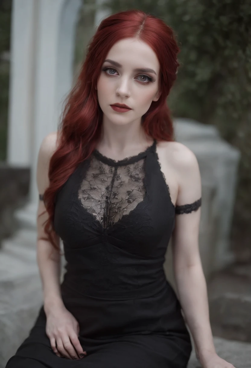 (photo) ((perfection, high realism, perfect quality)) (pornography film, same nude goth character, front, side, back, ass, tits, pussy, masturbating with words written around it) a woman with long, lesbians with red hair and a pigtails hairstyle, red eyes, wearing nothing, masturbating
