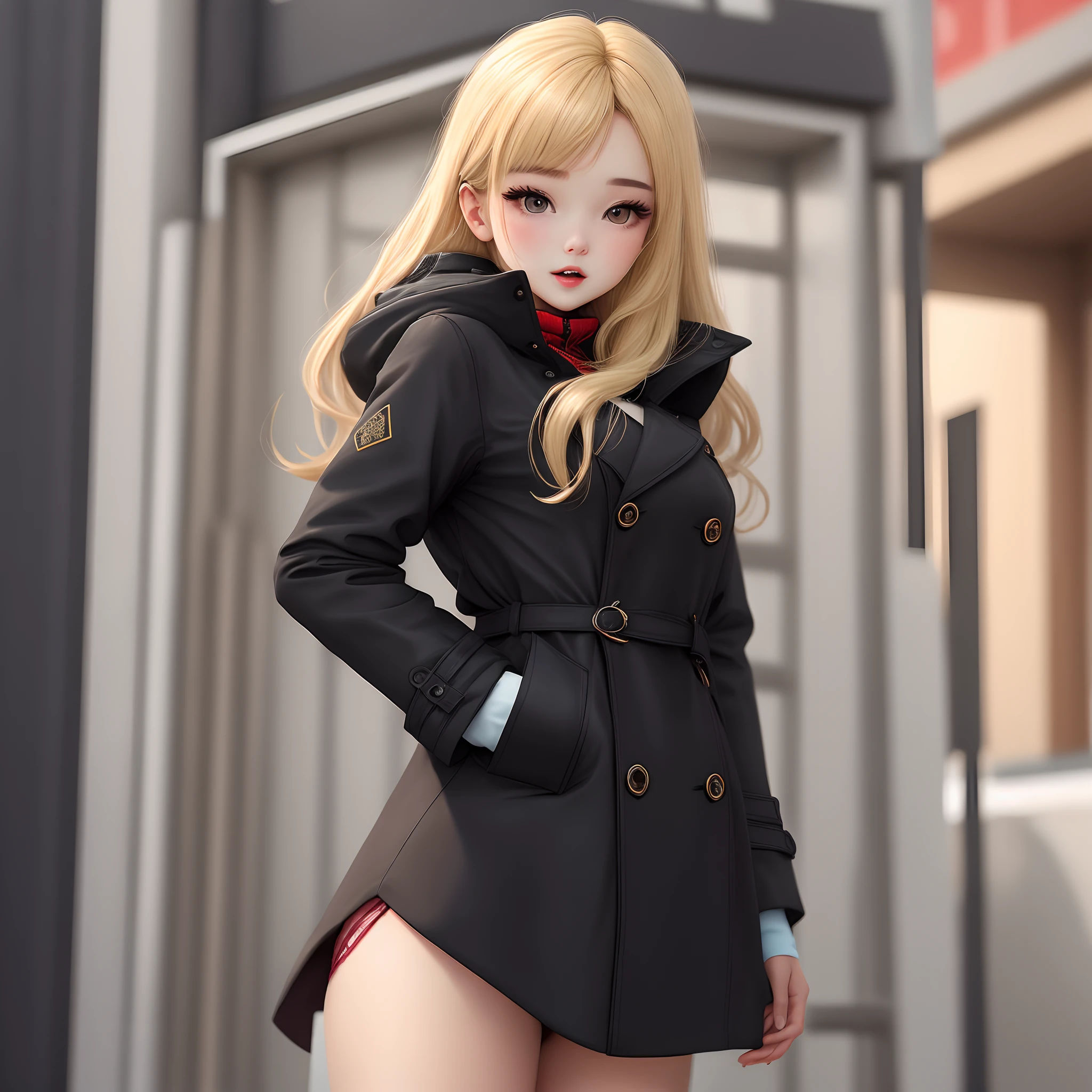 Blonde Black Coat Red Mesh
Beautiful Girl Barrier