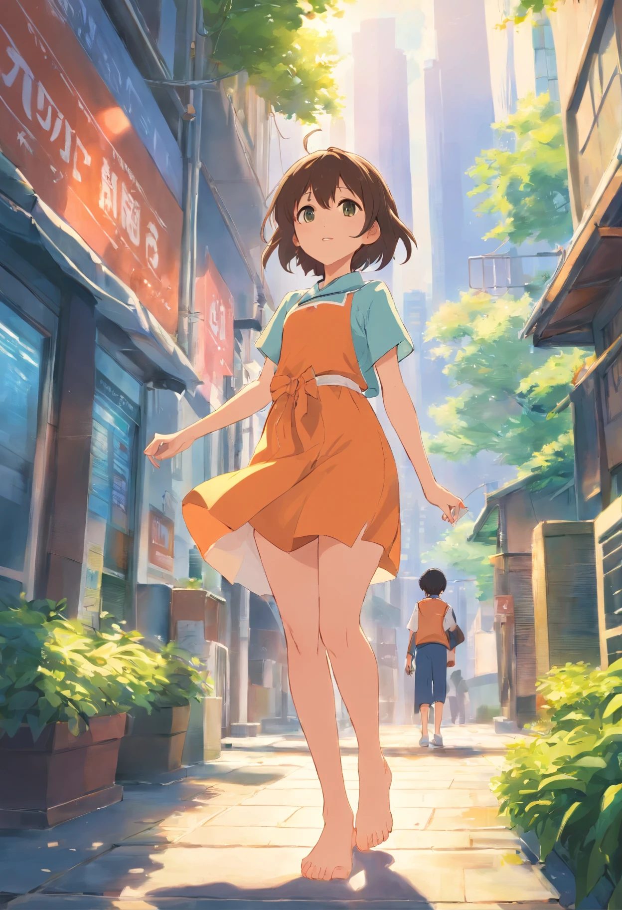 loli bonito,barefoot,barriga para baixo,head looking up,Lift your feet,vestidos de turno,calcinha branca,olhos grandes,Anime cara bonito,Olhando para o livro,bunda para cima