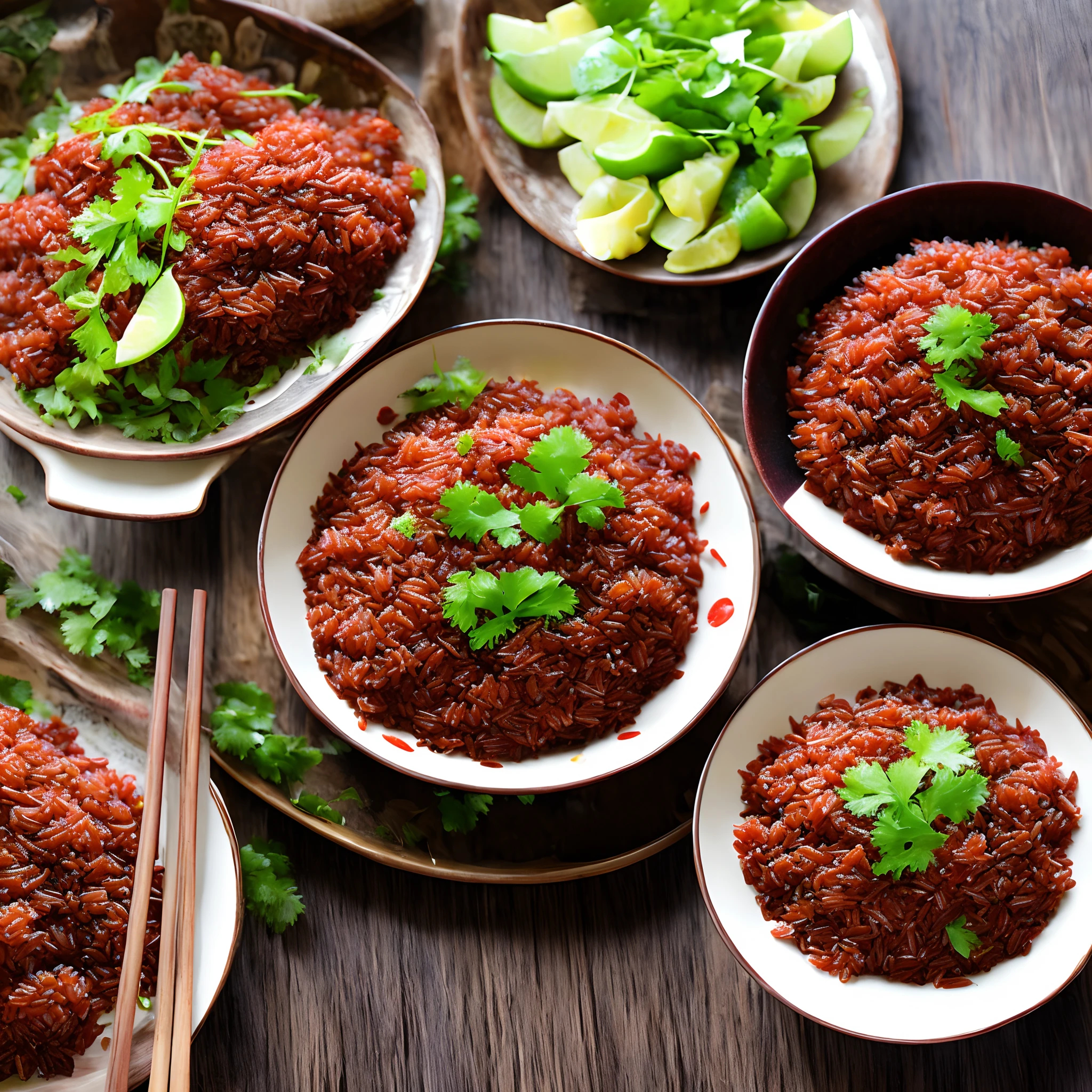 Jinggangshan red rice,4k,wholesome,Low fat,There was a middle-aged woman,Simple, calm and kind。In the red-rice field,There are ears of red rice in my hand