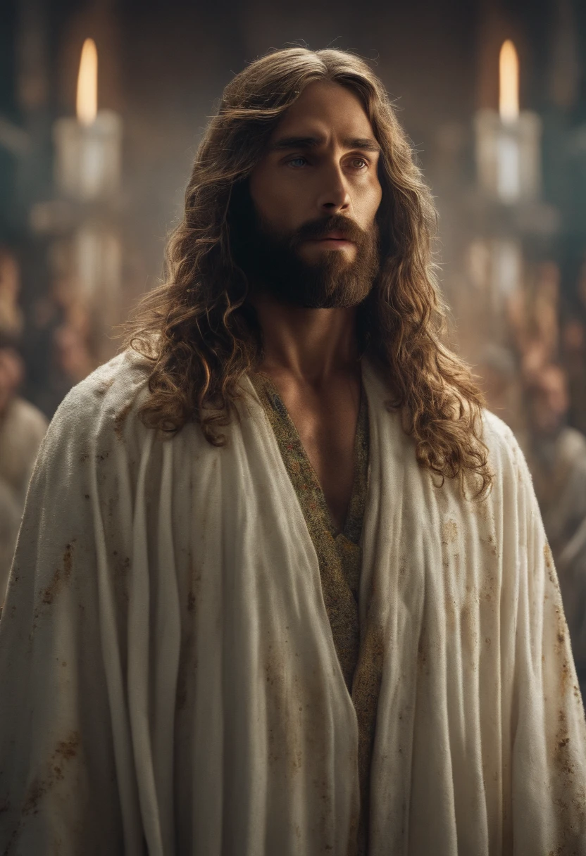 (symmetry),centered,a ((close)) up portrait,(Jesus),a very thin white prime man with long hair and a beard,wearing a long white robe,35mm,natural skin,clothes detail, 8k texture, 8k, insane details, intricate details, hyperdetailedhighly detailed,realistic,soft cinematic light,HDR,sharp focus, ((((cinematic look)))),intricate, elegant, highly detailed