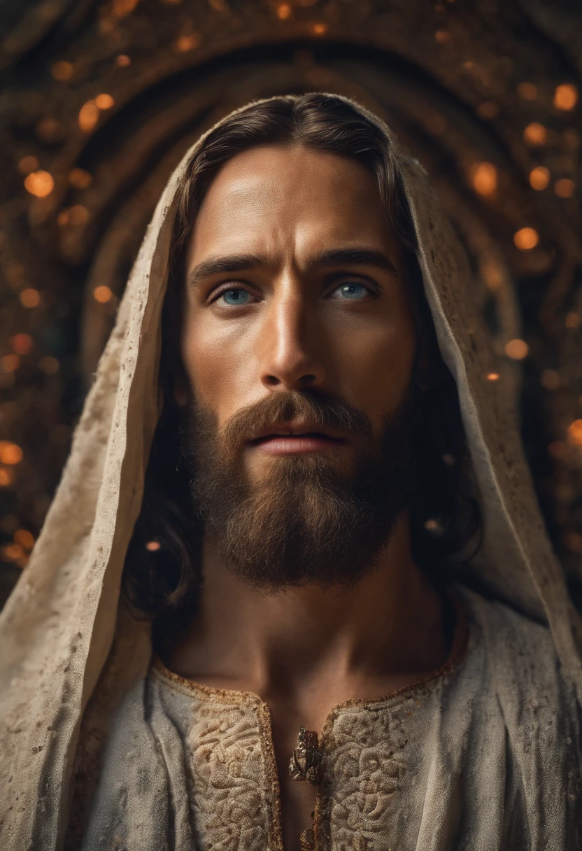 (symmetry),centered,a ((close)) up portrait,(Jesus),a very thin white prime man with long hair and a beard,wearing a long white robe,35mm,natural skin,clothes detail, 8k texture, 8k, insane details, intricate details, hyperdetailedhighly detailed,realistic,soft cinematic light,HDR,sharp focus, ((((cinematic look)))),intricate, elegant, highly detailed