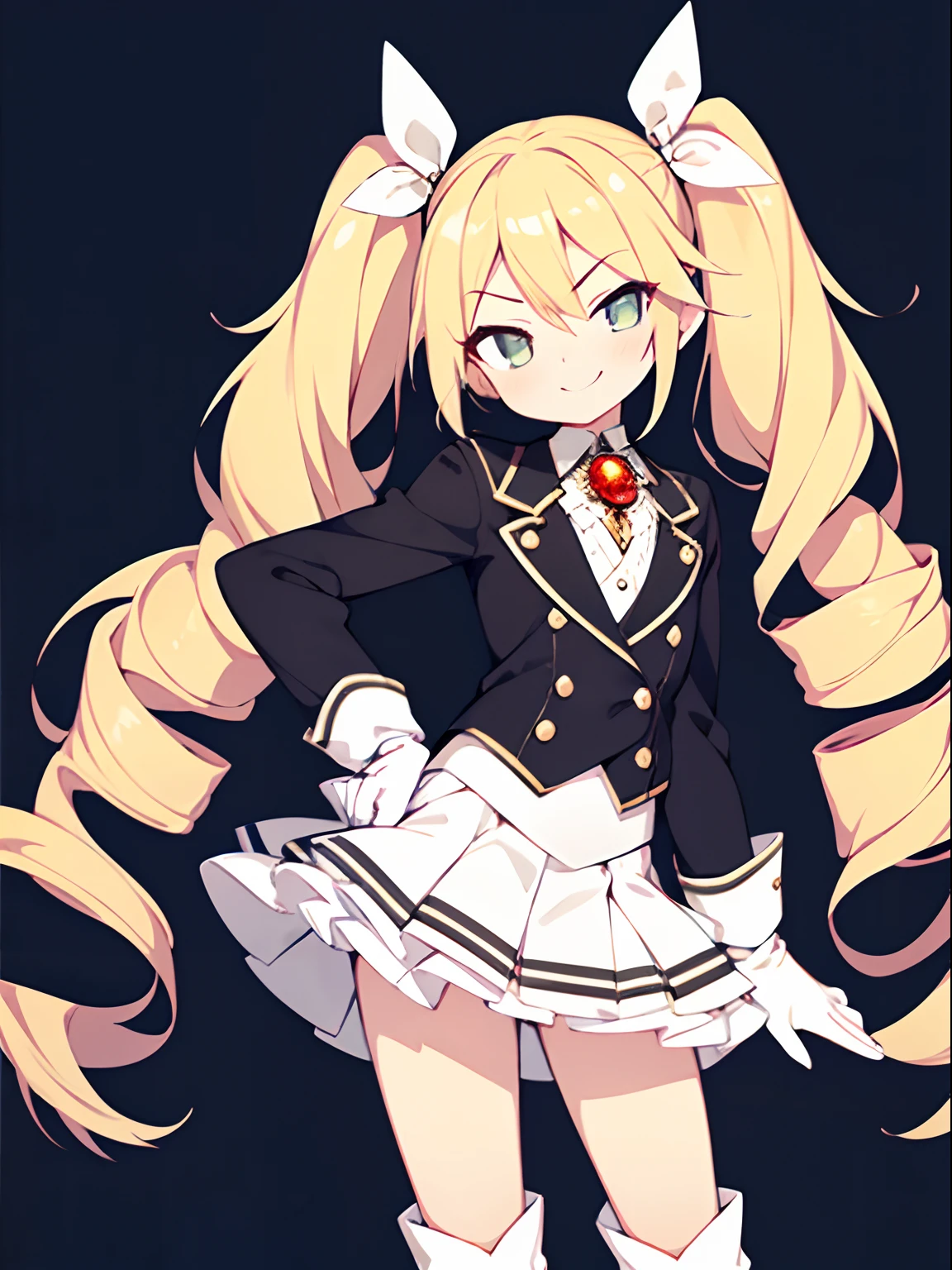 Anime girl with long blonde hair and a bow in a uniform - SeaArt AI