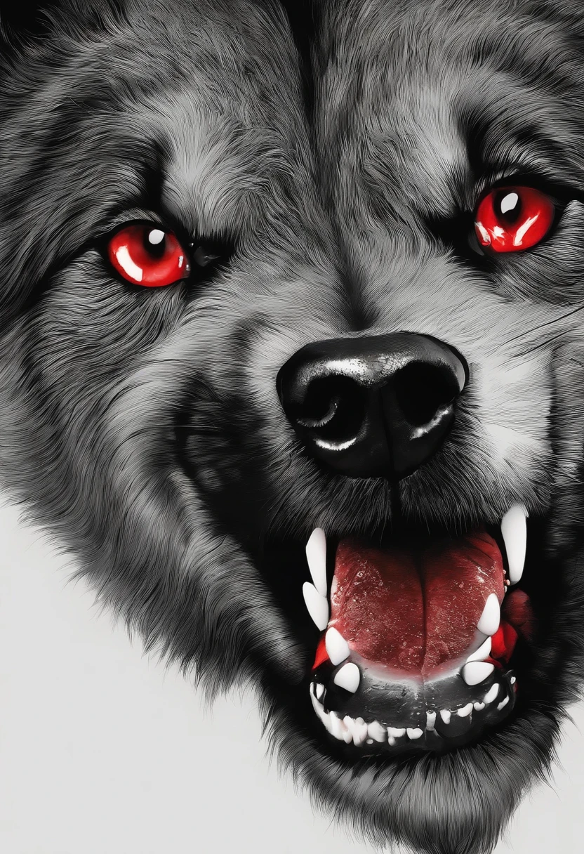 There are a lot of black and red dogs with red eyes, cerbero, Hellhounds, com presas, com olhos vermelhos brilhantes, aaa, pointed teeth and several eyes, Presas, horror wallpaper aesthetic, lobo, Estilo de arte Berserk, com olhos vermelhos brilhantes, sorrindo sinistramente, estilo de arte escuro, sorriso inquietante