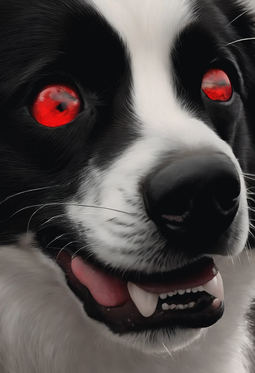 There are a lot of black and red dogs with red eyes, cerbero, Hellhounds, com presas, com olhos vermelhos brilhantes, aaa, pointed teeth and several eyes, Presas, horror wallpaper aesthetic, lobo, Estilo de arte Berserk, com olhos vermelhos brilhantes, sorrindo sinistramente, estilo de arte escuro, sorriso inquietante