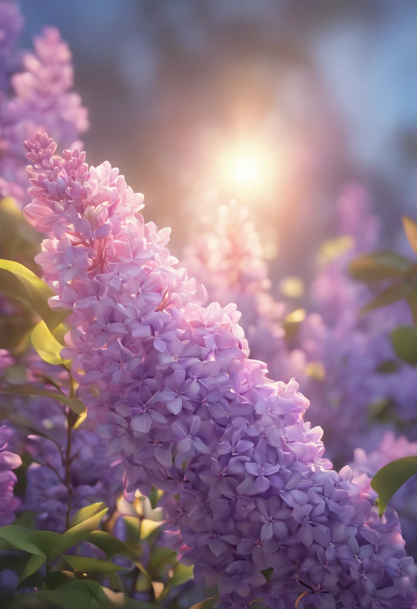 purple lilacs, lavender light, pastel, wallpaper, sunlight, beautiful, lilac flower, lavender, white, watercolor, drawing, ethereal