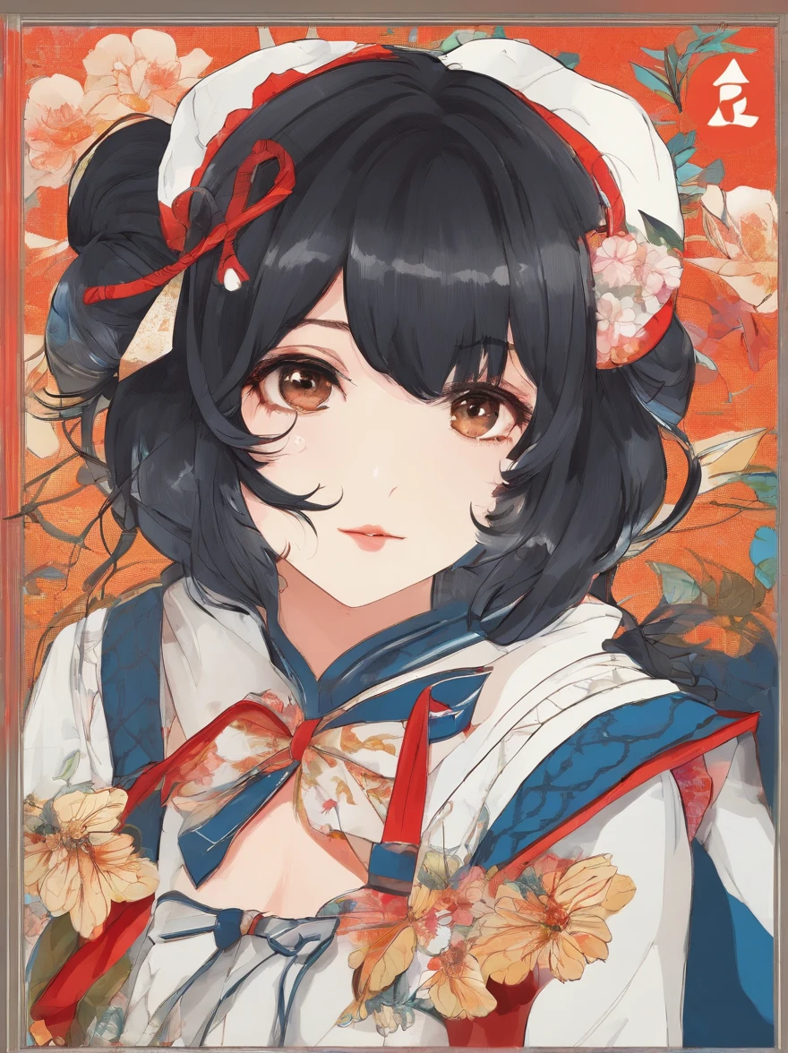 1970s,Animate,girl,with short black hair,bow and arrows,a sailor suit,4K,电影光感,high qulity,the detail,White background,full bodyesbian