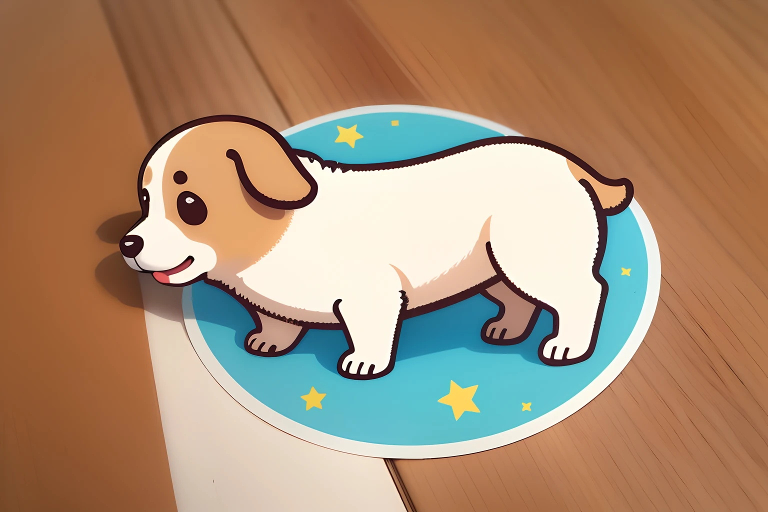 1sticker,a sticker, (adolable,o cachorrinho),As estrelas, white backgrounid, nothing background, simple backgound, dk, adolable, small, pastel colour, vectorstyle, no gradien,
