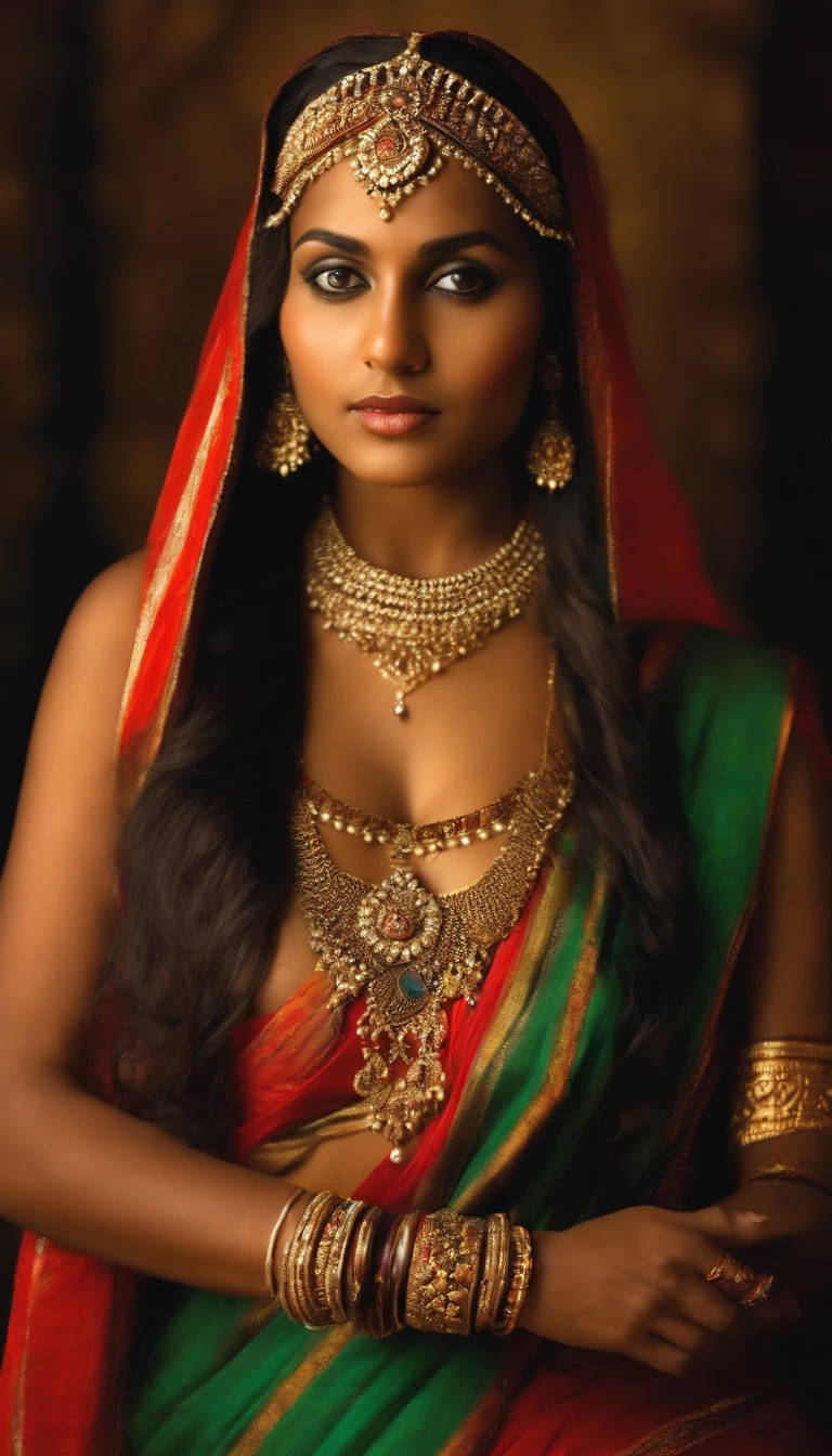 An naked Indian religious girl , showing half of her body , big breasts, showing her body