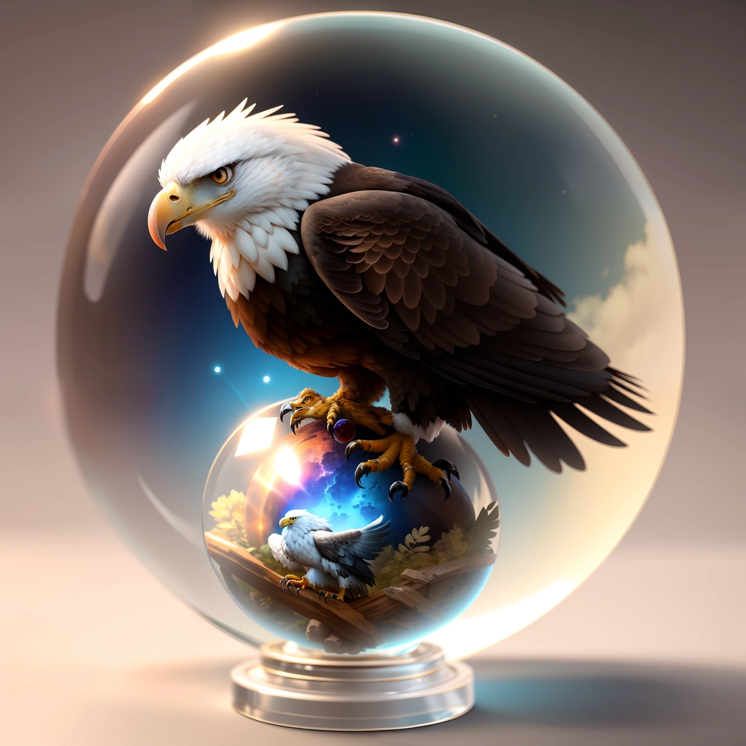 adorable crystal ball eagle cub with highly detailed intricate concept art trending artstation 8k