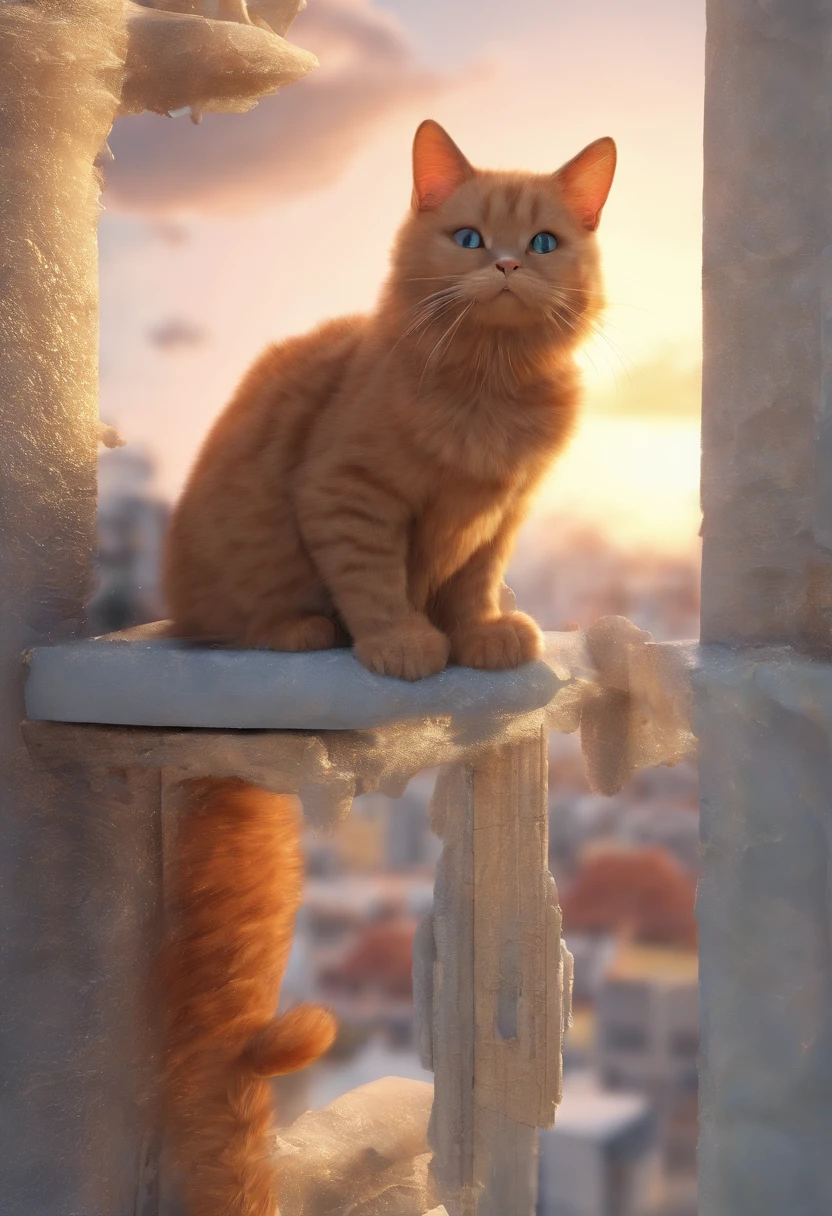 A cat fying in the sky