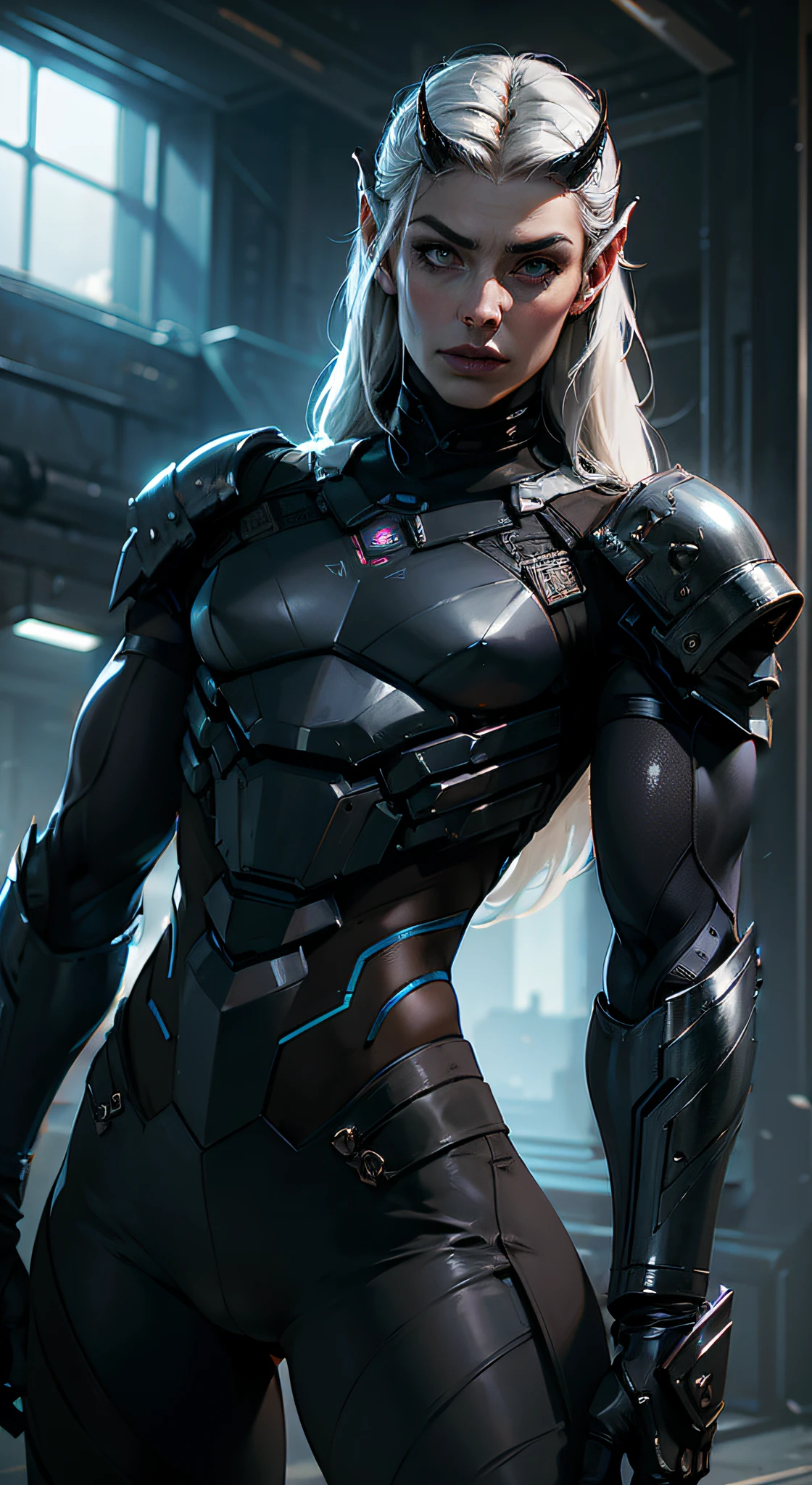 Muscular arms in cyber armor