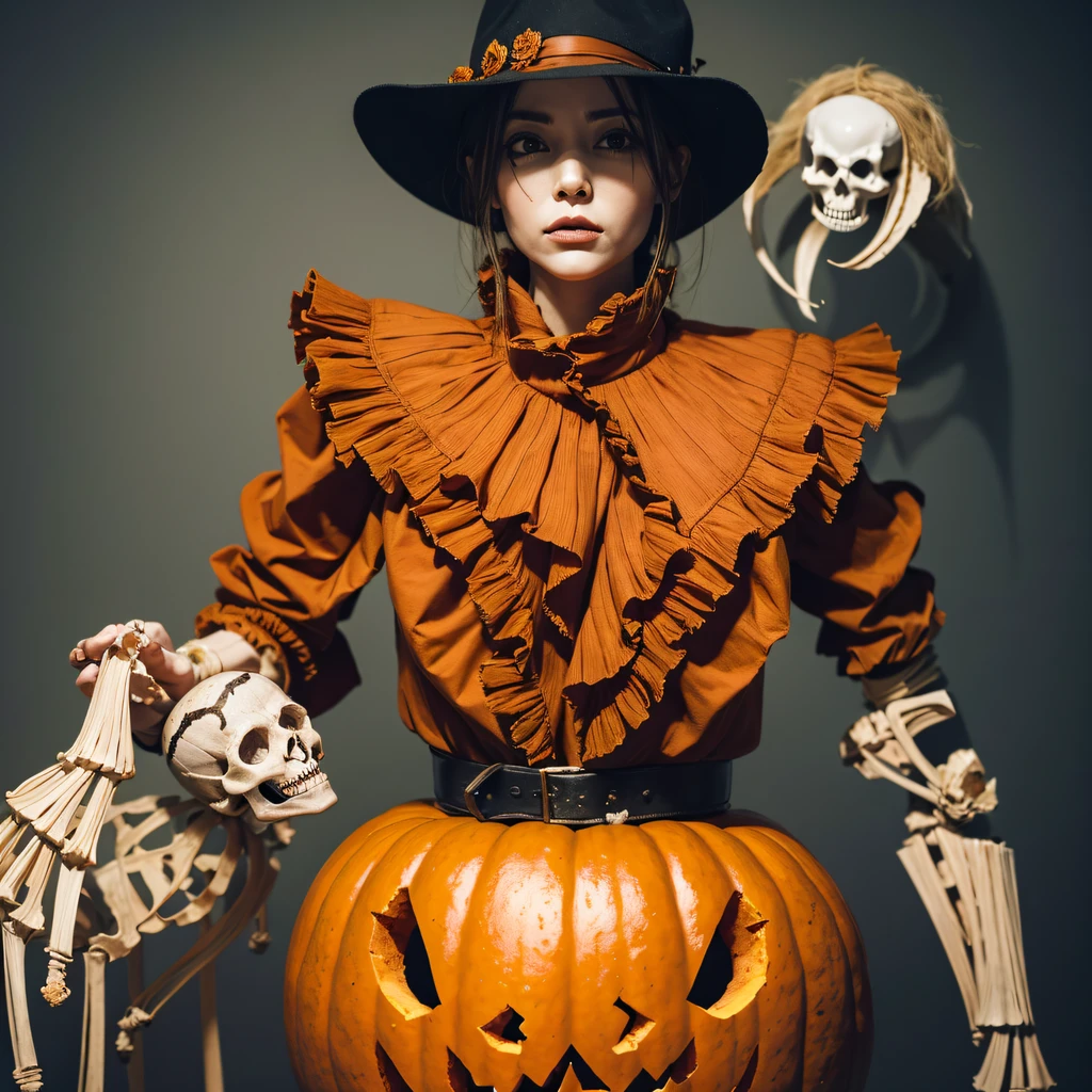 Skeleton pumpkin material model（best qualtiy，8K pumpkin skeleton,Masterpiece）When the Skeleton Pumpkin appears，Only heard, unseen，The pumpkin skeleton explodes，That whistle echoed for a long time，It's like a prelude to impending death，The image of pumpkins and pumpkins is deeply ingrained in advance，Skeleton pumpkin crushed，Become everyone's nightmare pumpkin， Wait until the pumpkin appears，Wear pumpkin skull skin，Add a pumpkin stick covered with a wire skeleton，Full of oppression，The pumpkin people also carefully disguise their kindness，Skeleton pumpkin people will be a weakness for survival because of their kindness，Hiding goodness is the way to survive in troubled times，Pumpkin zombies are not scary，Human pumpkins are terrible，The pumpkin skeleton succeeded，Both are to protect the pumpkin itself，It is also to protect yerba mate pumpkin，Pumpkin good and pumpkin evil，Two sides of the seemingly opposite，But in Negan, There are two pumpkins on the same body， Face the enemy，Pumpkin skeletons are cruel，Pumpkin people are not soft，Skeleton pumpkin faces someone who wants to protect，Southern Skull Melon is also gentle and loving。（Soldier pumpkin head）Tattooed with，Smoke billowed out，thin fog，Skeleton pumpkin