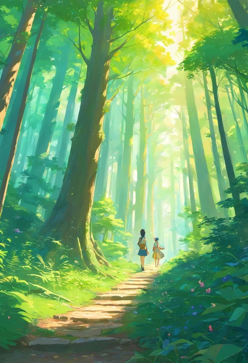 View of entire Elvish kingdom in the middle of dense forest, golden ratio, fake detail, trending pixiv fanbox, acrylic palette knife, style of makoto shinkai studio ghibli genshin impact james gilleard greg rutkowski chiho aoshima