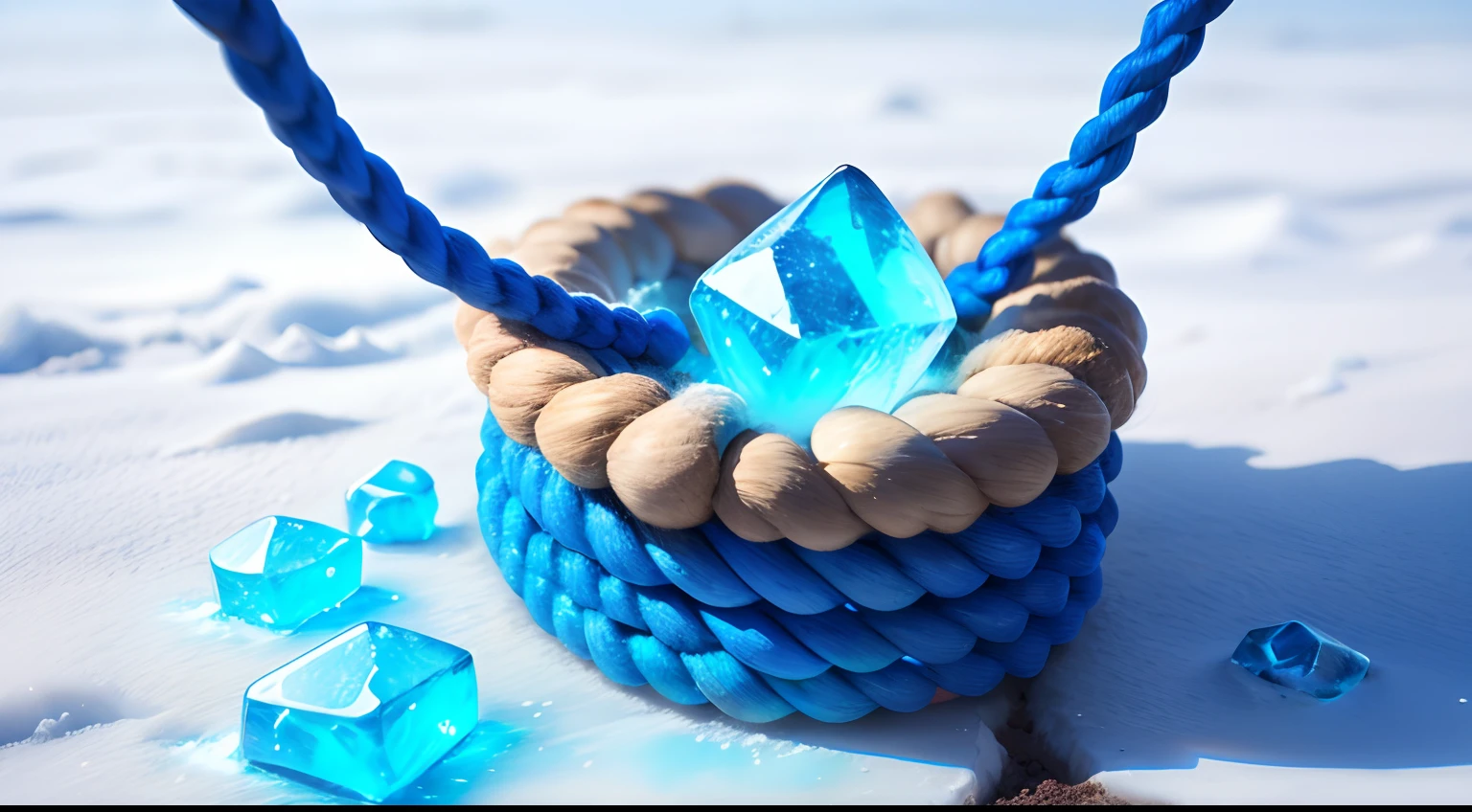 A rope,The material of the rope is blue ice