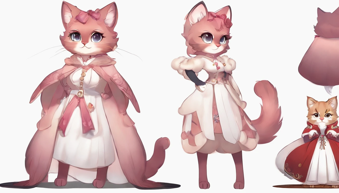 (anthro) Fluffy Fur Girl Beastman Hairy (Furry) (Cat) See cat coat [[[short-haired ]]]Chibi Pink Cat ((White dress)) Anime-style character sheet one person color々Pose white background https:// Image 10.CDN2.Sea Art.AI/2023-10-17/20130971766520837/d605a7db7a5f8c4a1ed6eebd4caad6c48ba3b2df.PNG seed 1837747565 --Niji5