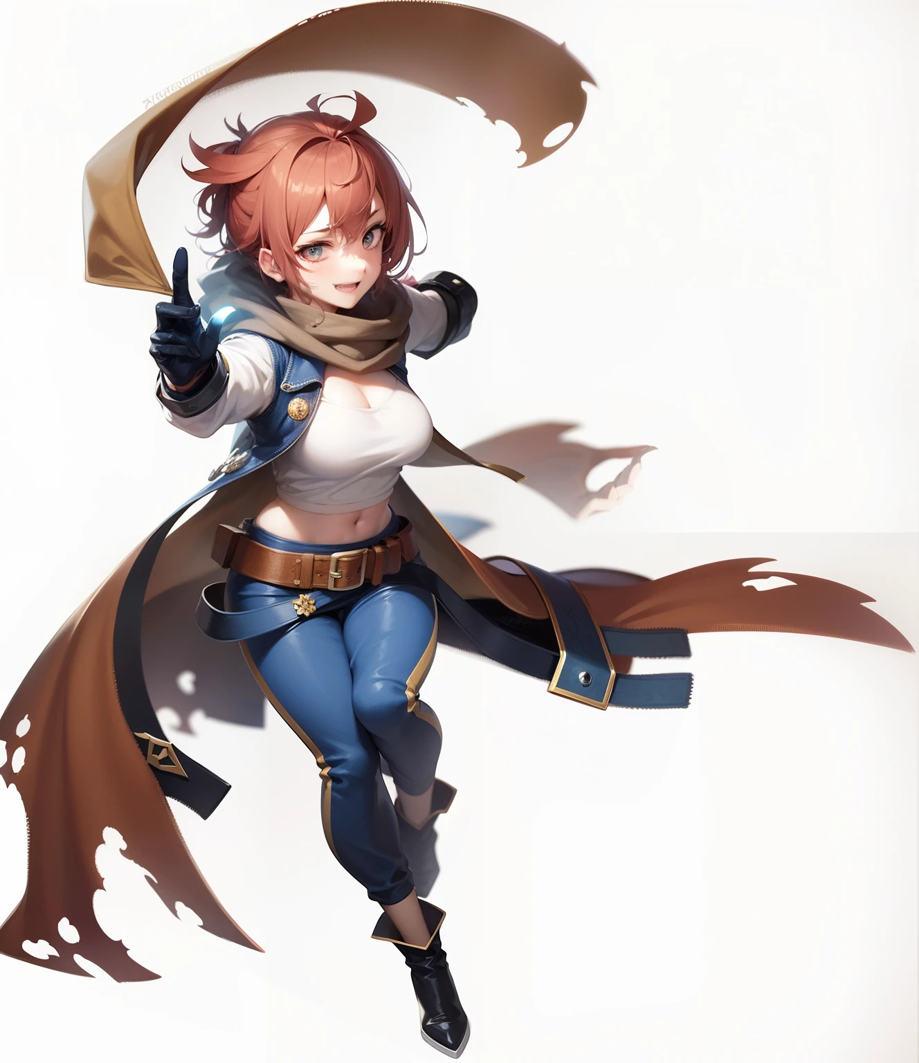 The image of a woman performing magic, Female protagonist ,wide wide shot,dynamicposes,Cast spells,Sexy body shape, roleplaying,Final Fantasy hairstyle,Sharp hairstyle,Hair in swing,There is a smile on the corners of his mouth,Charming eyes,Delicate and Pretty Face,High-quality images, Ultra HD,True human proportions,《last of us》painterly style,"Doomsday wasteland" Theme