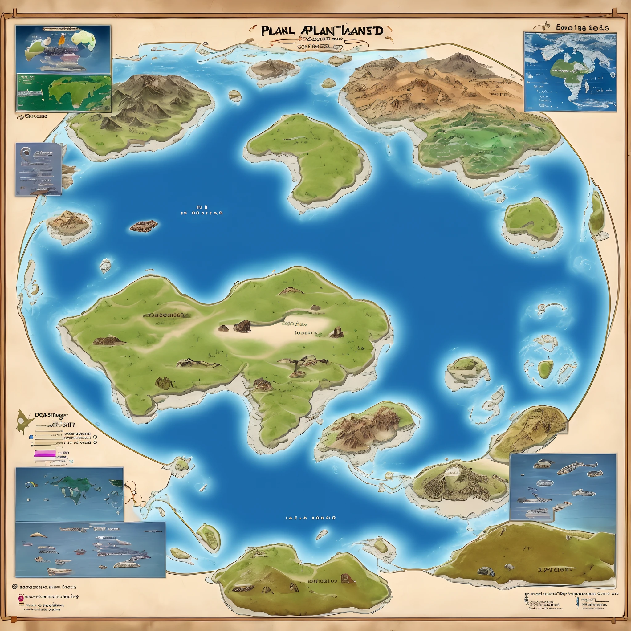 Map planet, multiple islands, ((detailed continents)), ((esthetic))