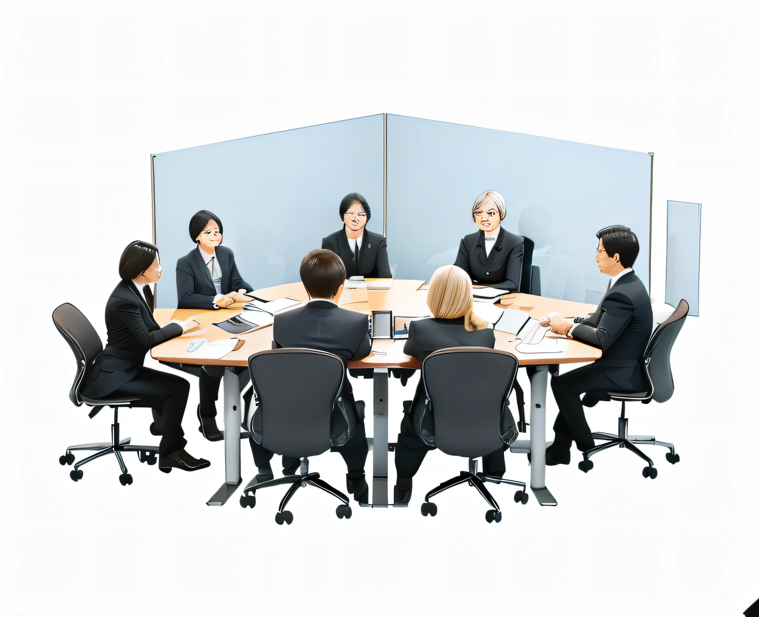 A group of people are in a meeting