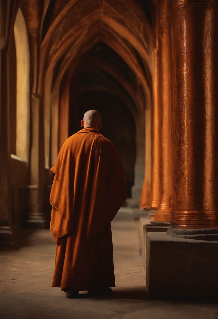 Monk, KLoster, fotorealistisch, Farbstil in 4K