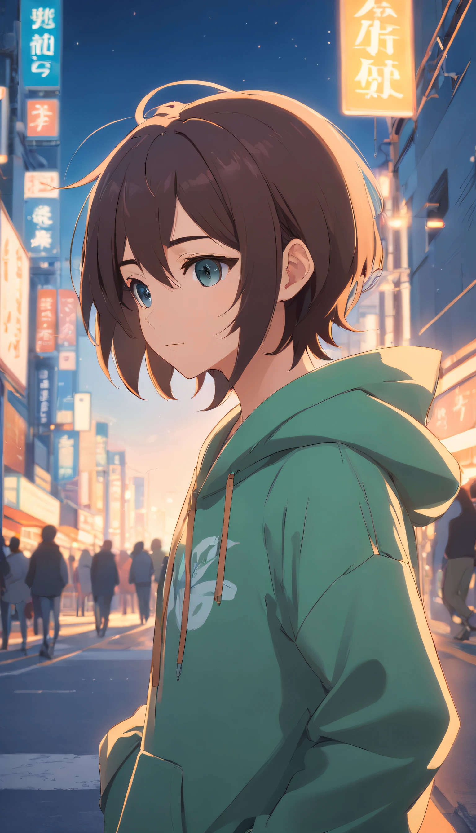 Disappeared so cleanly),(Volumes pile up,Sighed),(Past lives are not much different,Lost myths)), cinematic, tempered fade, boy, hoodie, front of dekstop, back shoot