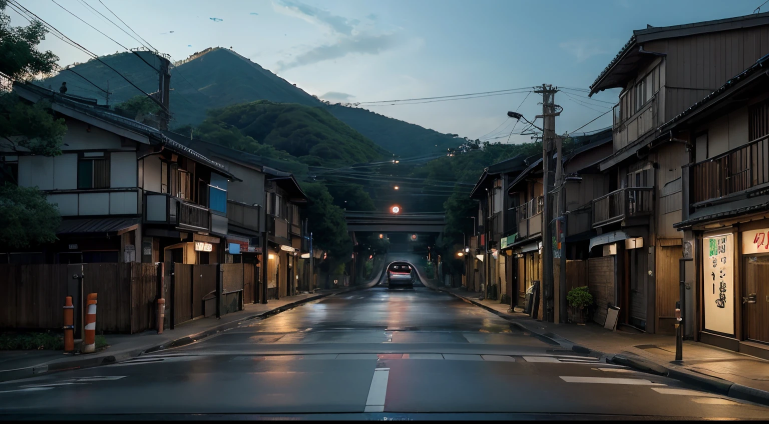 (Best Quality, 8k), (photo realistic:1.4), (hyper realistic:1.4), (realistic:1.3), japanese streets, Cinema County, murky, natta, Midnight,