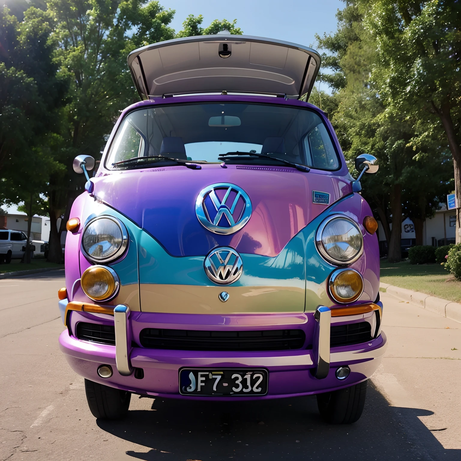Random, psychedelic, VW minivan 🚐 in the style of Peter max