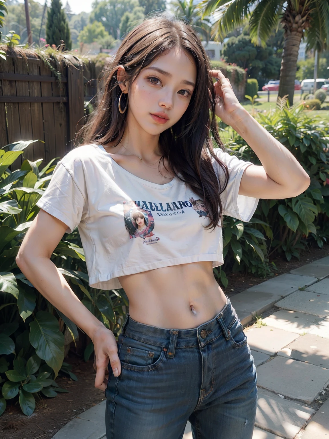 ((Pecho enorme, 18yr old, very small head)), Daylight, luz del sol, (cuerpo perfecto : 1.1), (cabello corto y ondulado:1.2, dark brown hair, Cabello de malla rosa y azul, Malla fina), (Toma de cuerpo completo), (Oversized white T-shirt, pantalones cortos vaqueros), (tacones), (sudar), (en el parque), (fondo de pantalla CG 8k muy detallado), (extremadamente delicado y hermoso), (Obra maestra), (La mejor calidad:1.0), (超A high resolution:1.0), (realista), Hermoso rayo, Perfect lightning, Sombras realistas, (High resolution), Piel detallada, Ultra detallado, cuerpo delgado), (cabello hermoso, cabello real, Pelos detallados, Cola de caballo alta), thin clavicle, Hermosos pechos, sonrojarse, fotorrealista, Cara realista, ojos realistas, small eyes, linda sonrisa, (((De color))), (delineador de ojos), (mascara), (sombra de ojos), (NSFW)
