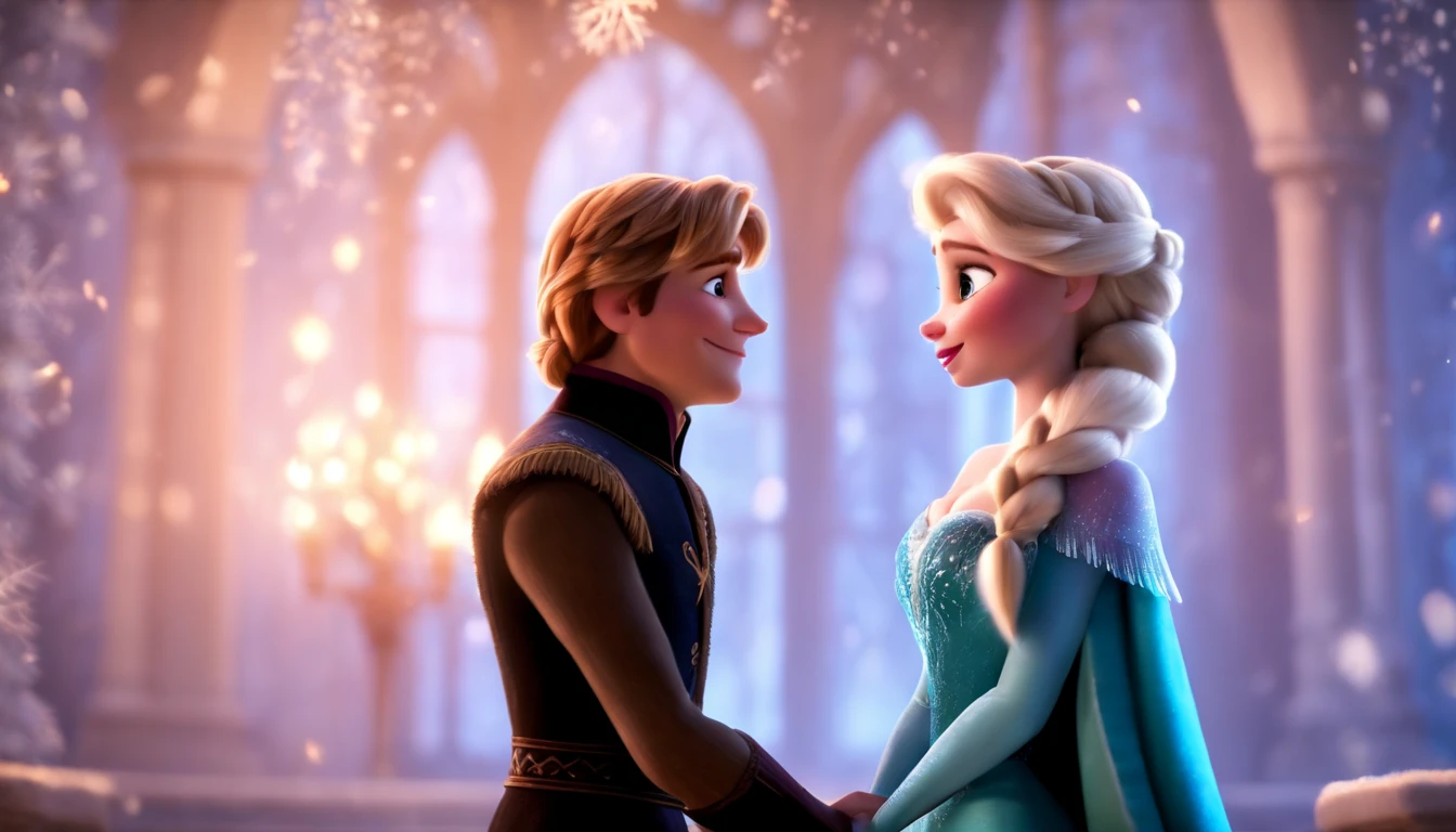 Elsa and Hans from the Disney movie frozen kissing, nsfw