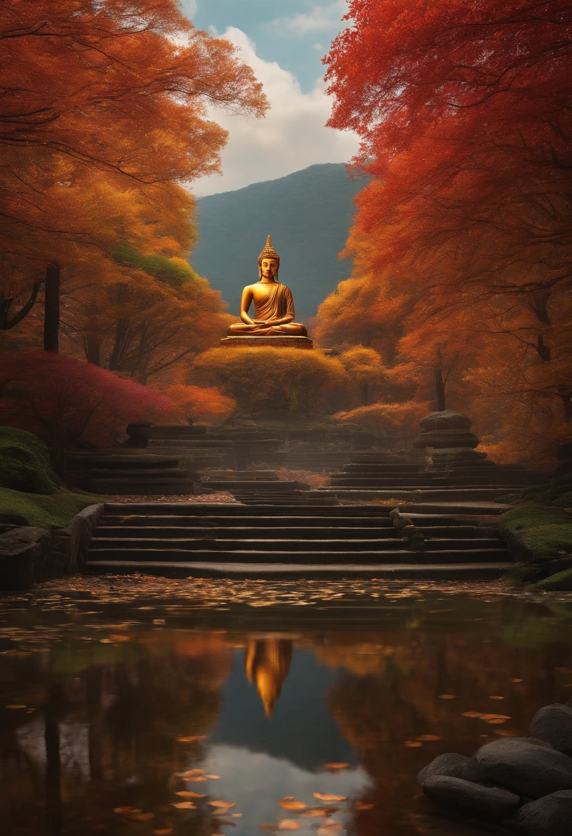 Buddhist , fotorealistisch, Farbstil in 4K, hell