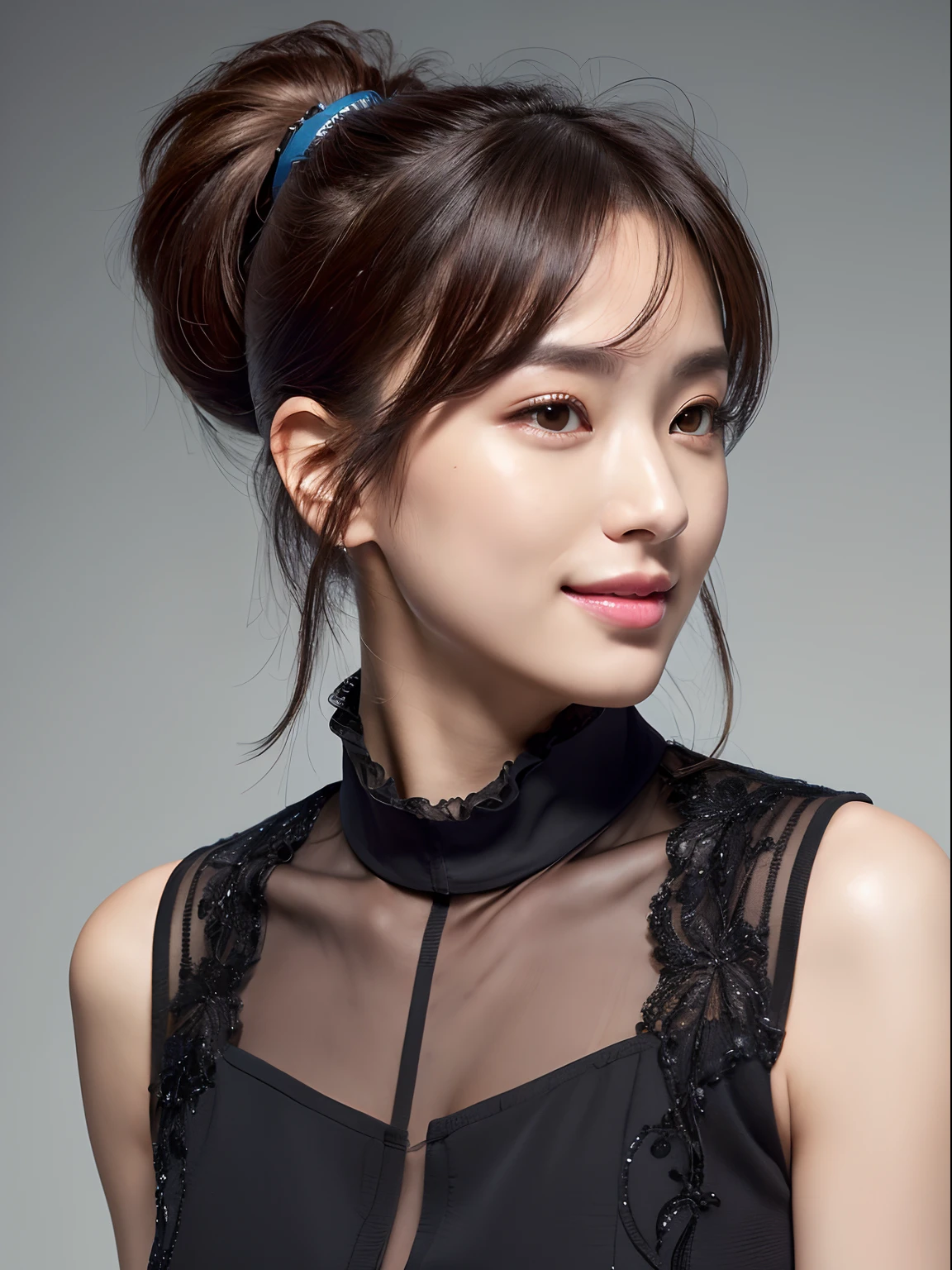 master piece,8k,(master piece,photorealistic:1.5),(master piece,ultra high resolution:1.5),(master piece,best quality,ultra detailed:1.5),
full body,beautiful girl,light smile,ponytail,