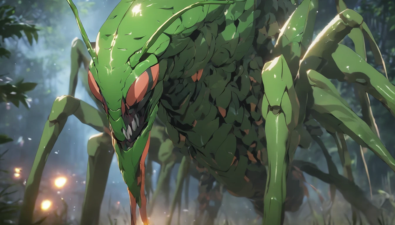 (best quality,8k,masterpiece:1.2),ultra-detailed,realistic,photorealistic:1.37,mantis-like humanoid creature,creepy,gruesome,ferocious,full-body shot,battle,dark underground cave setting,hyper-realistic,exquisitely detailed facial features,skin with lifelike texture,sinister style,depth of field,highlights,realistic lighting,radiance,physically-based rendering,hyper-realistic,terrifying invasion of insects,mantis-like humanoid with 8 legs,disgusting,menacing,strategic combat,ominous atmosphere.