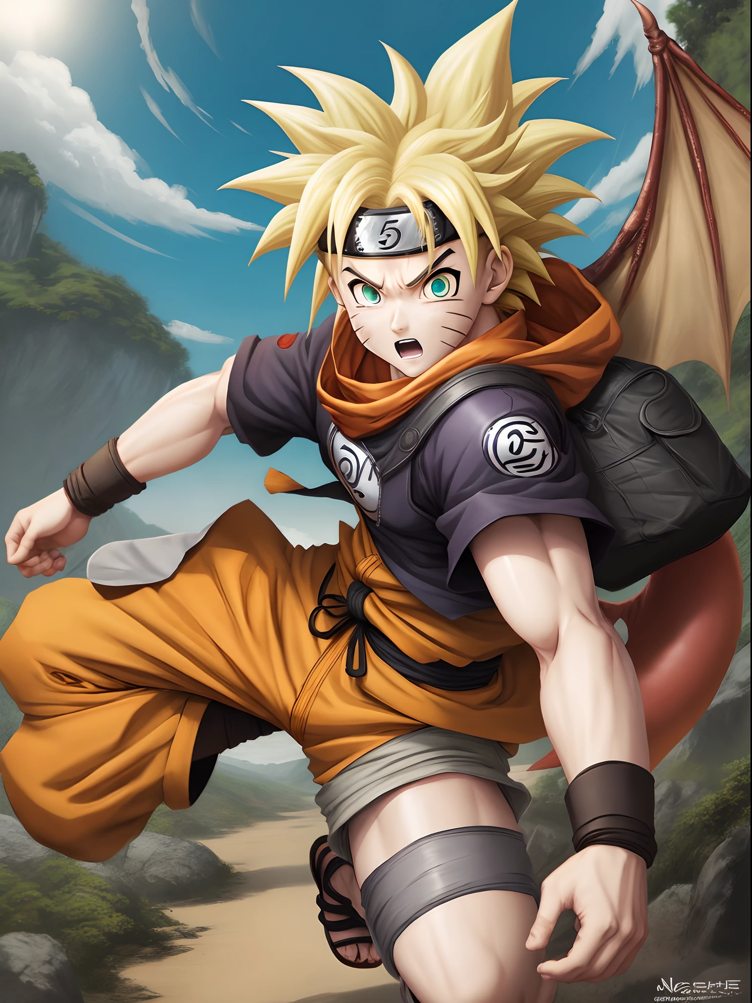 Desenhe naruto estilo dragon ball